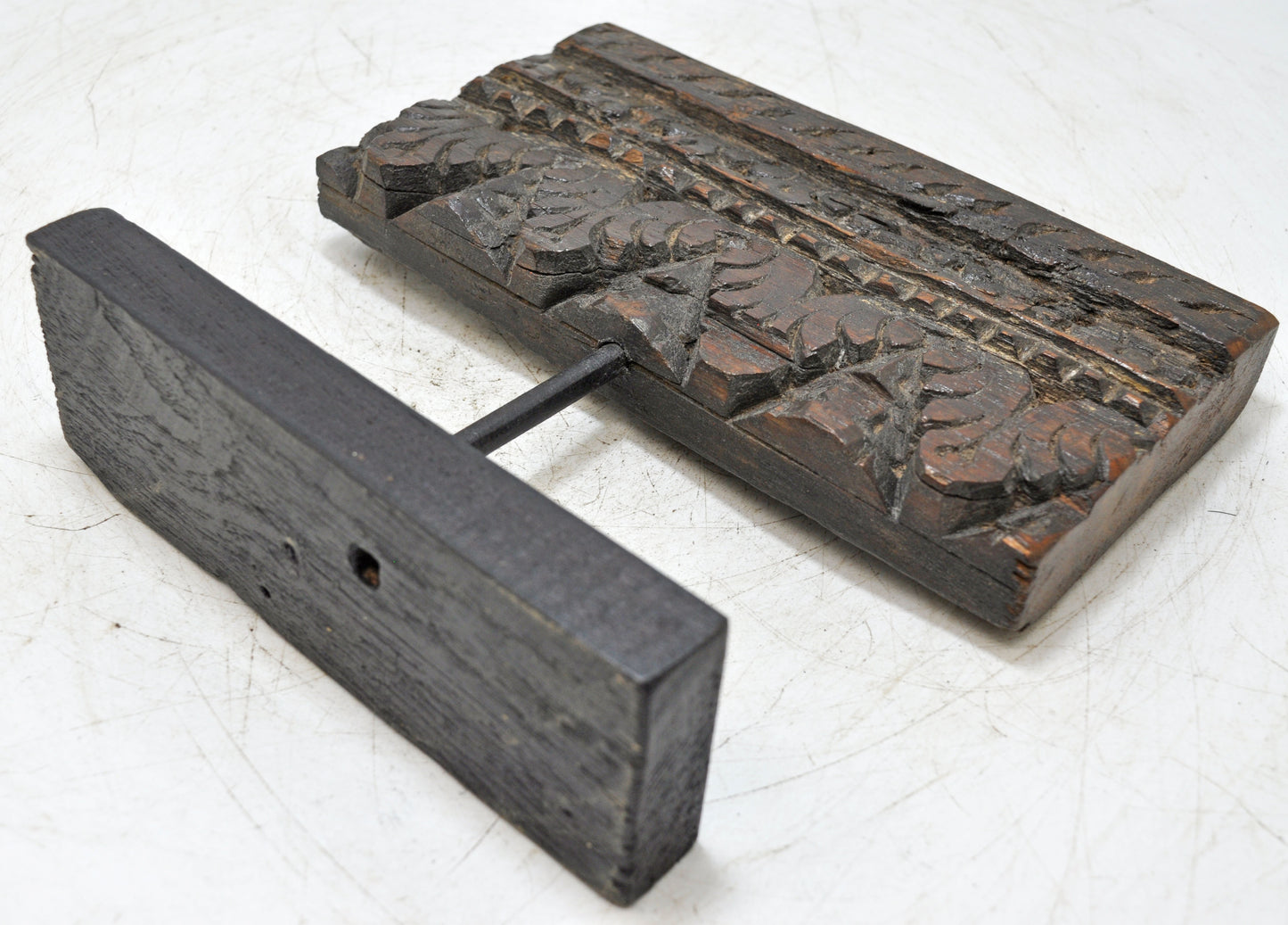 Antique Wooden Floral Carving Panel Plaque Original Old Hand Carved