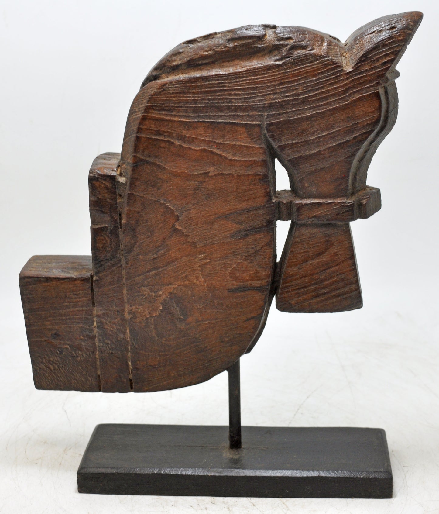 Antique Wooden Architectural Horse Head Bust Figurine Original Old Hand Carved