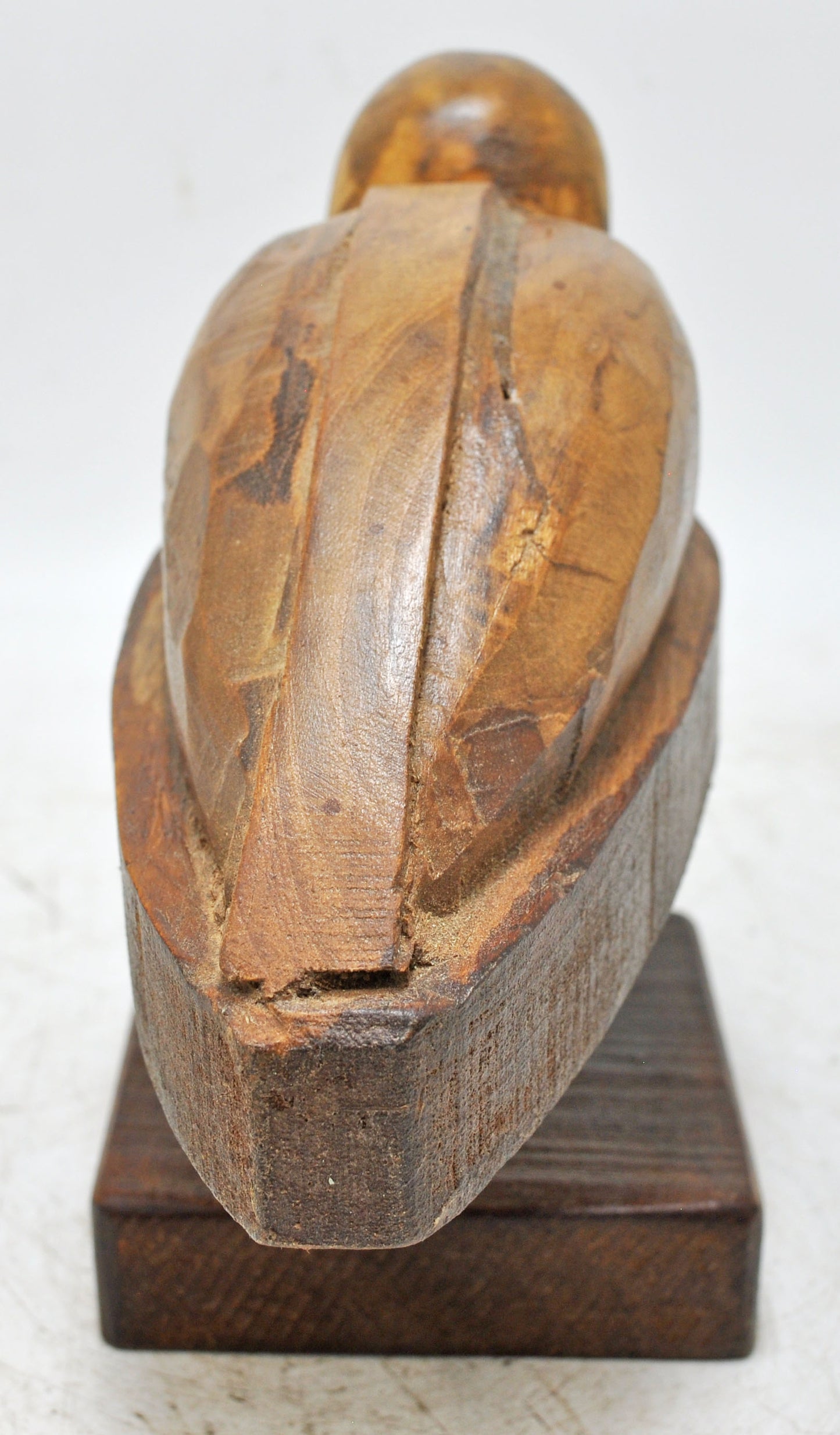 Vintage Wooden Bird Figurine on Stand Original Old Hand Carved