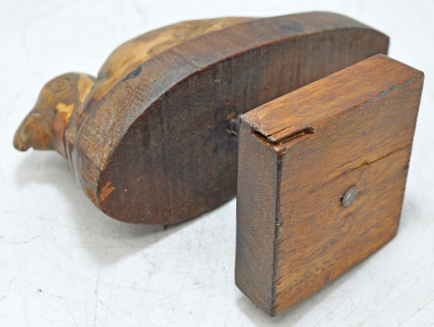 Vintage Wooden Bird Figurine on Stand Original Old Hand Carved