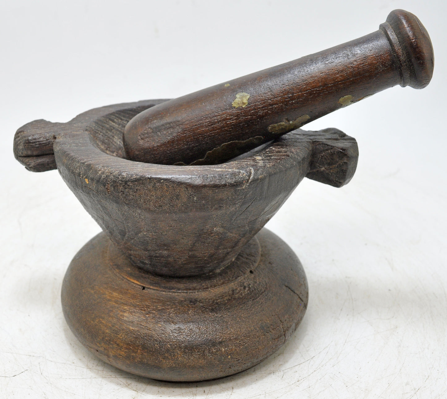Antique Wooden Kitchenware Spice Grinding Bowl Original Old Hand Carved