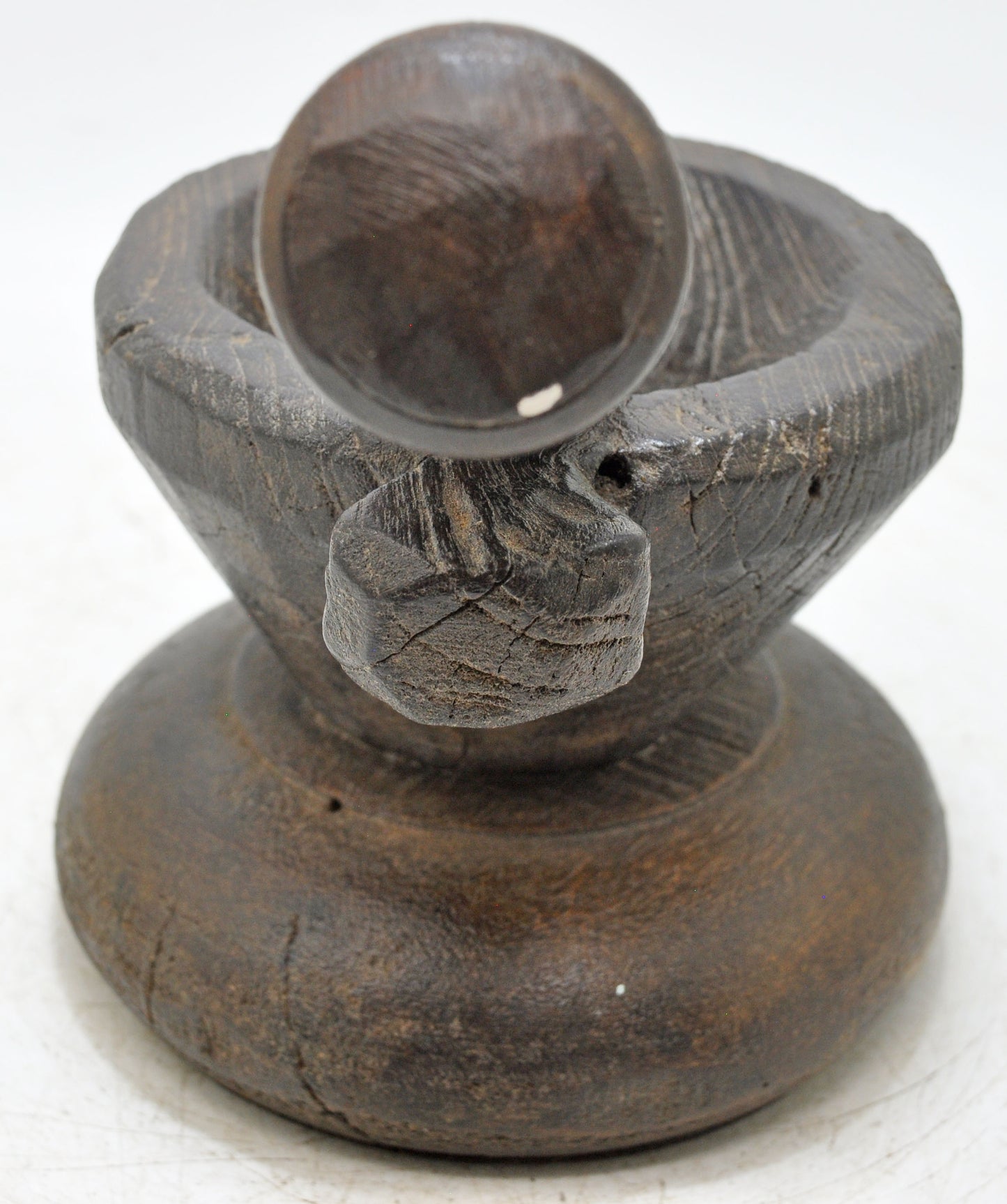 Antique Wooden Kitchenware Spice Grinding Bowl Original Old Hand Carved