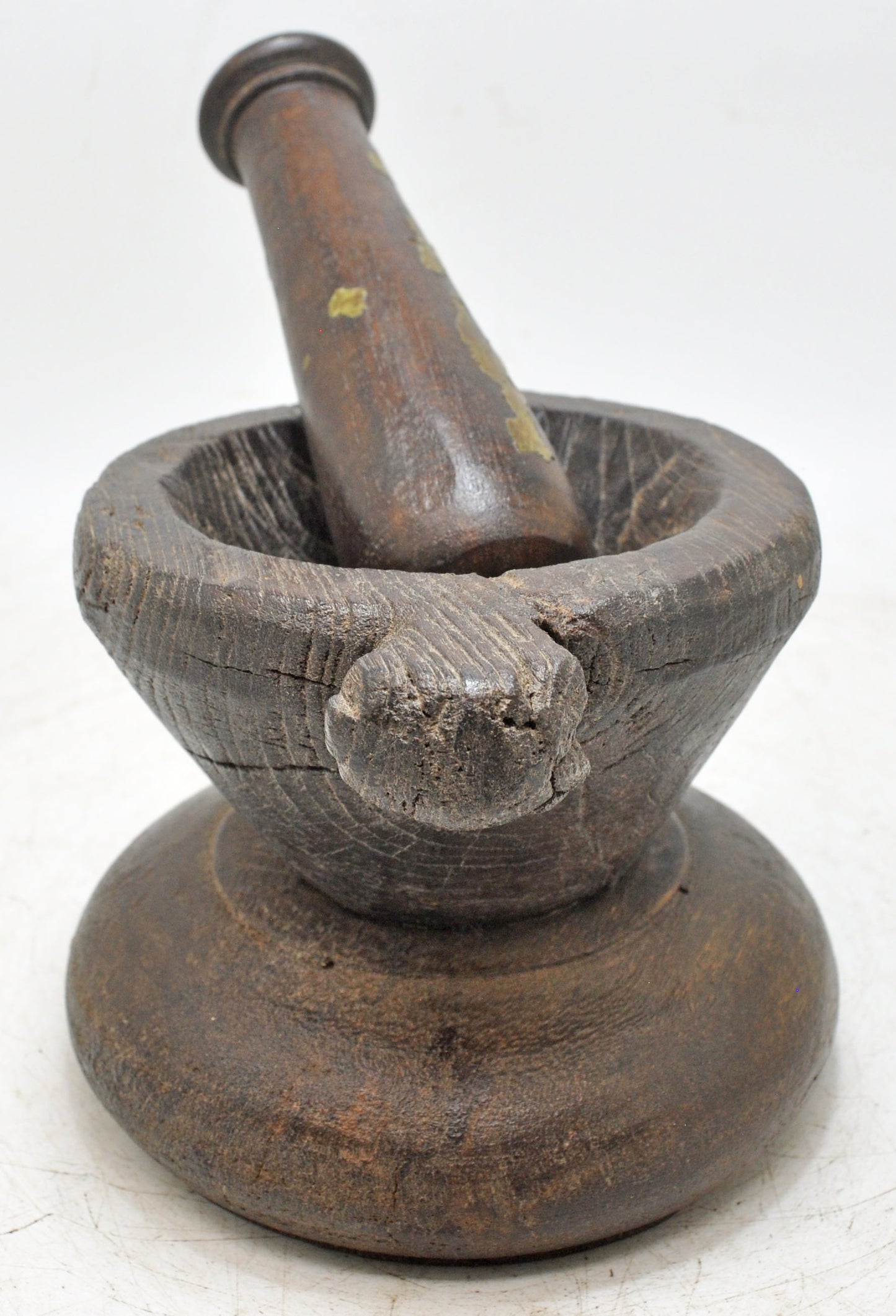 Antique Wooden Kitchenware Spice Grinding Bowl Original Old Hand Carved