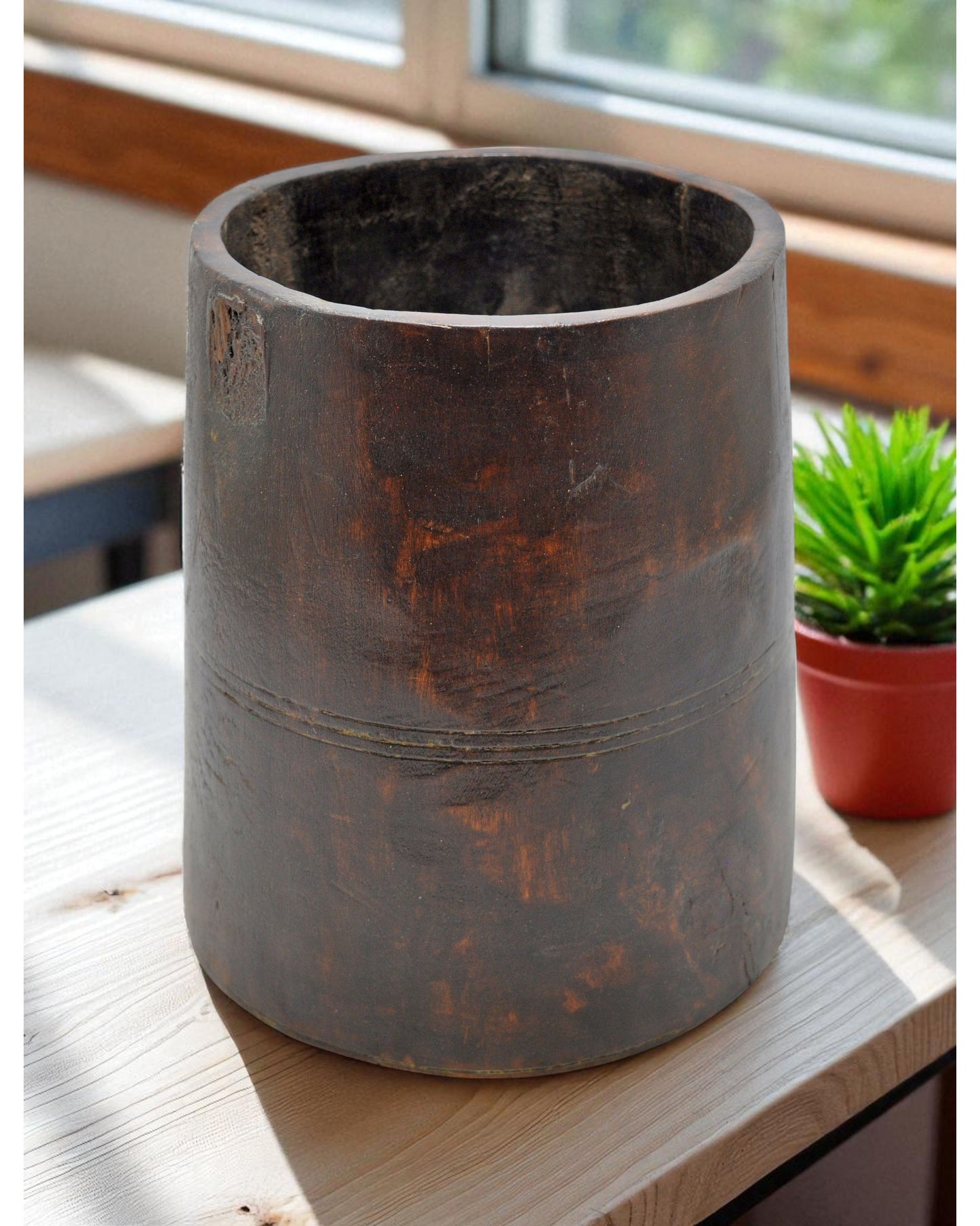 Antique Wooden Grain Measurement Pailii Pot Original Old Hand Crafted