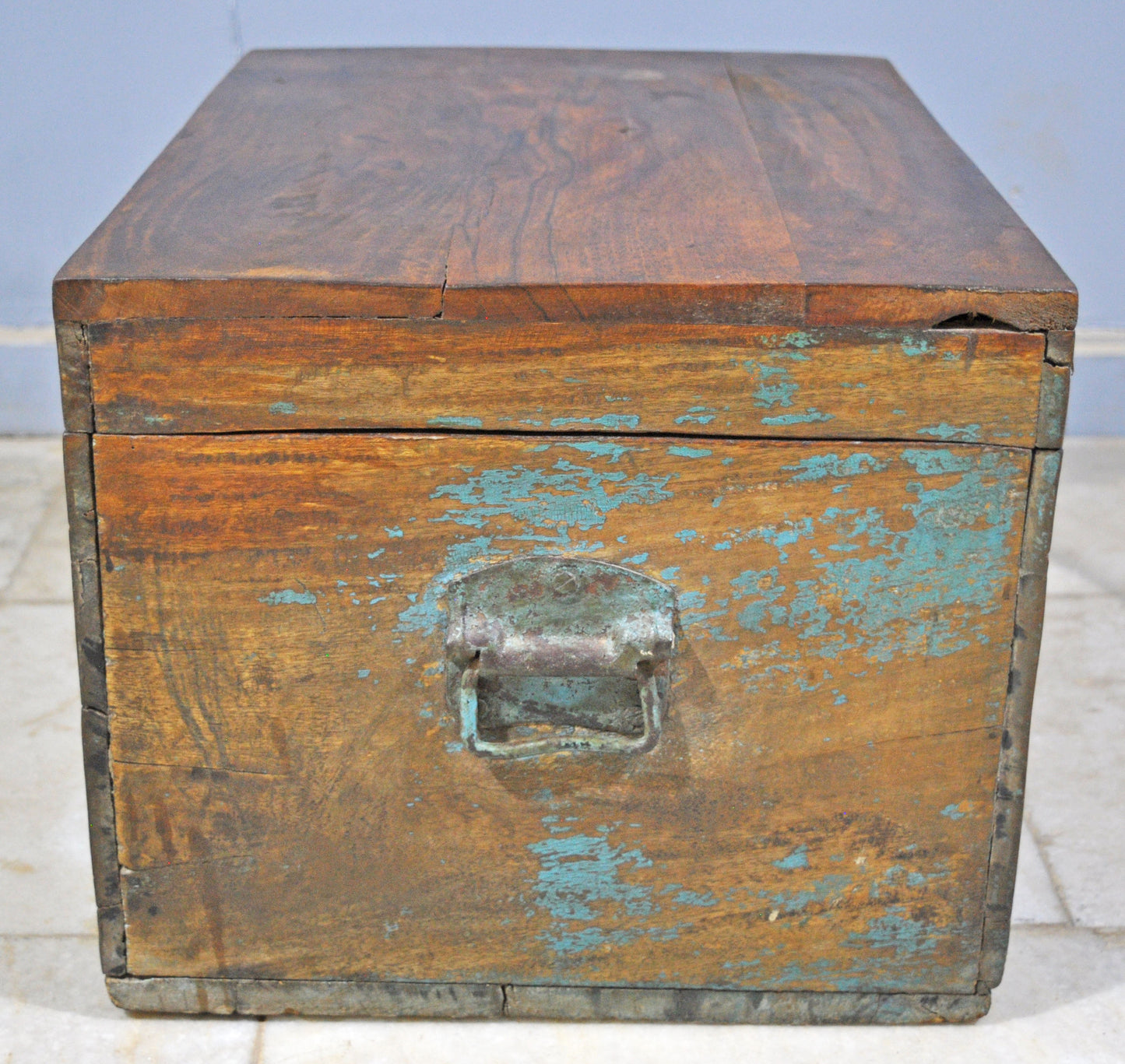 Antique Wooden Large Merchants Cash Chest Storage Box Original Old Hand Crafted