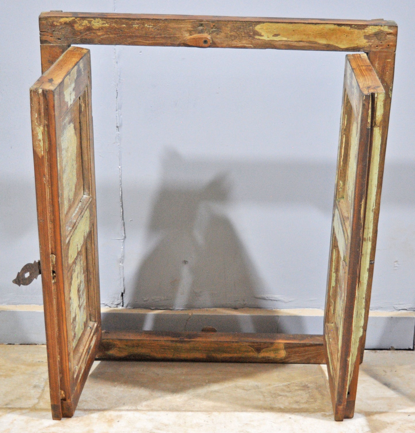 Antique Wooden Window Panel With Frame Original Old Hand Crafted Painted