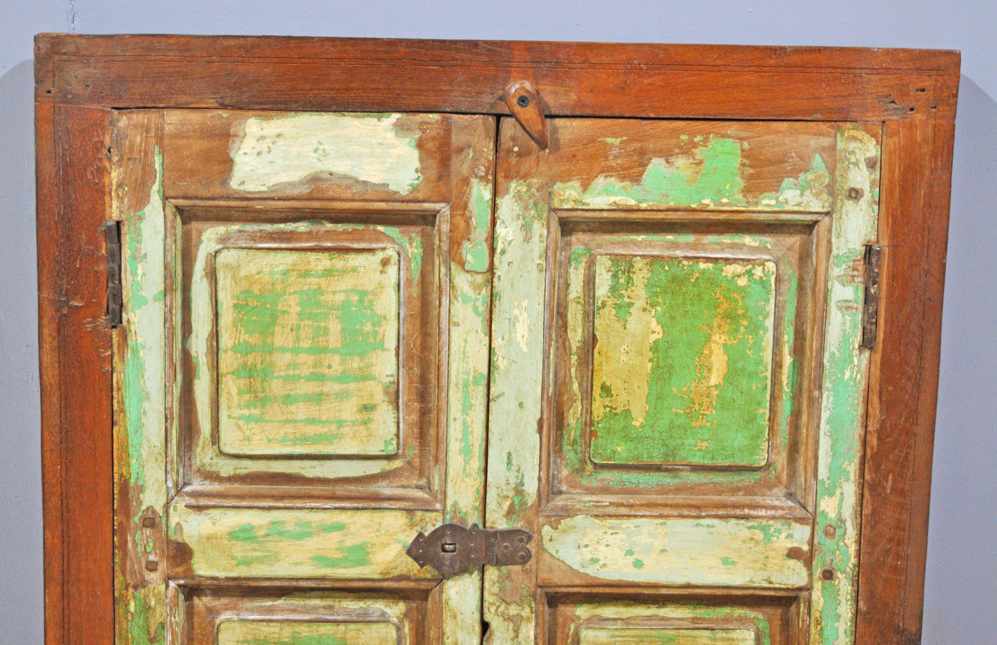 Antique Wooden Window Panel With Frame Original Old Hand Crafted Painted
