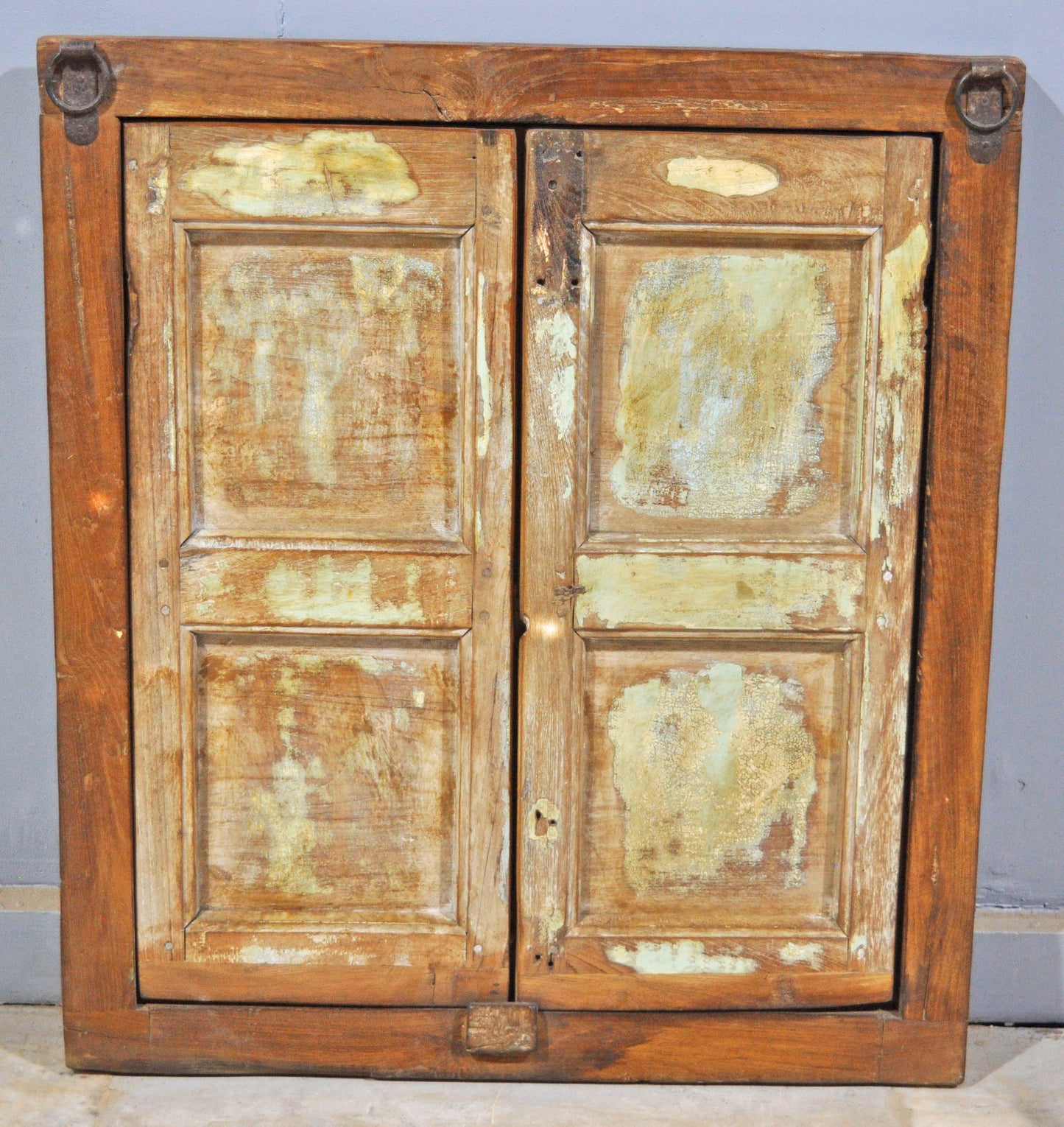Antique Wooden Window Panel With Frame Original Old Hand Crafted Painted
