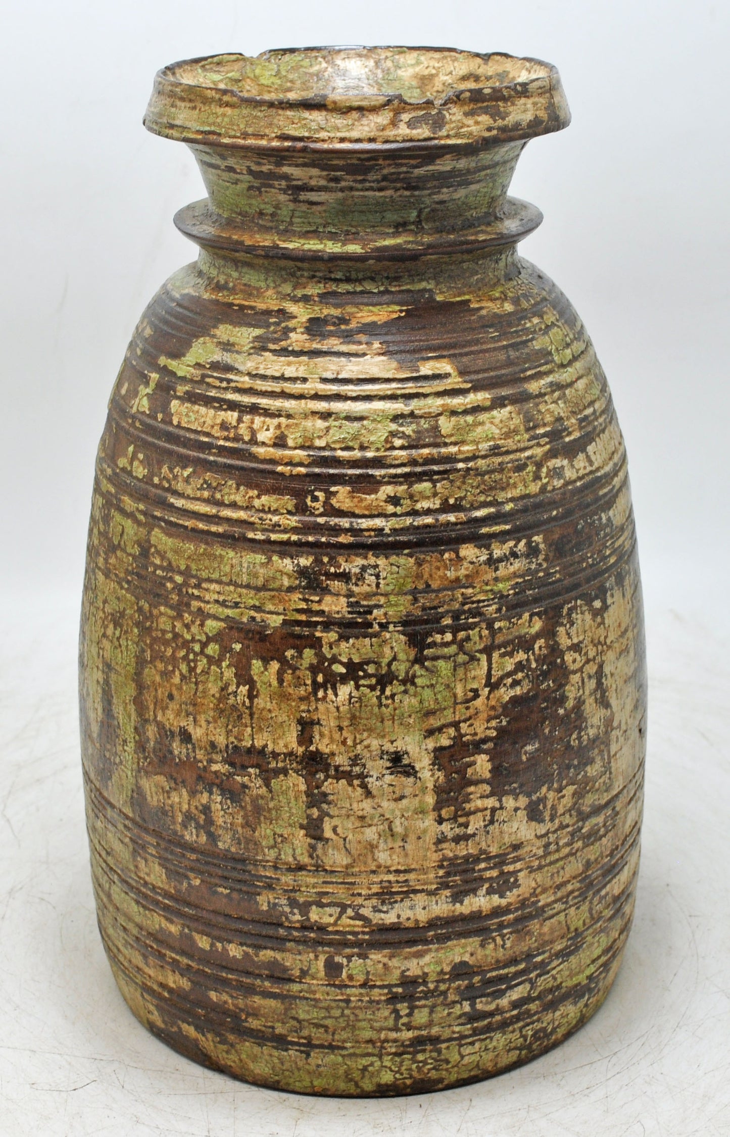 Antique Wooden Himalayan Water Pot Original Old Hand Carved