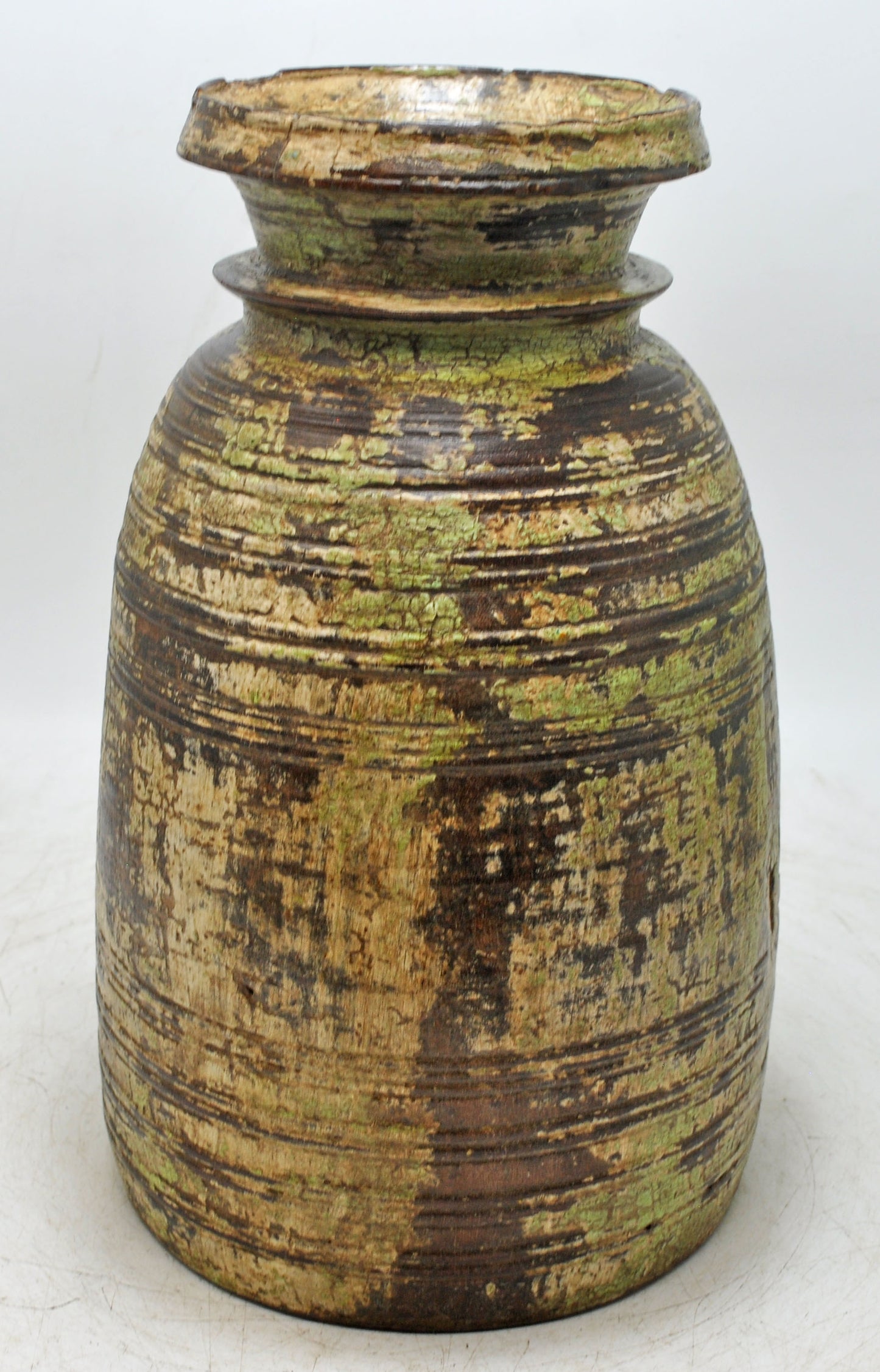 Antique Wooden Himalayan Water Pot Original Old Hand Carved