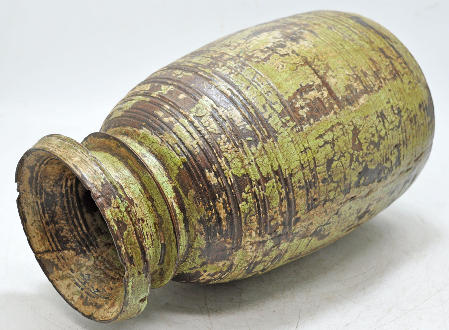 Antique Wooden Himalayan Water Pot Original Old Hand Carved