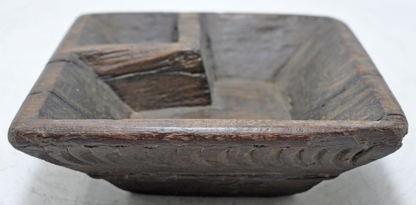 Antique Wooden Kitchenware Salt Spice Bowl Original Old Hand Carved