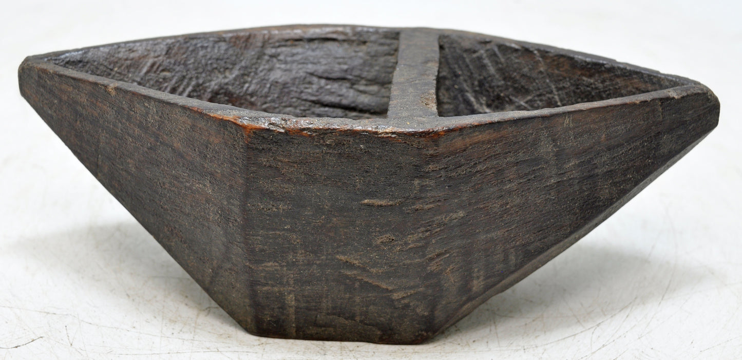 Antique Wooden Kitchenware Salt Spice Bowl Original Old Hand Carved