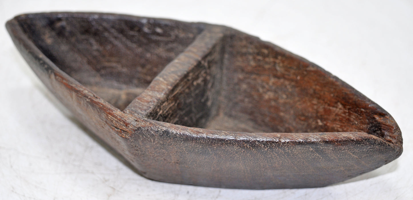 Antique Wooden Kitchenware Salt Spice Bowl Original Old Hand Carved