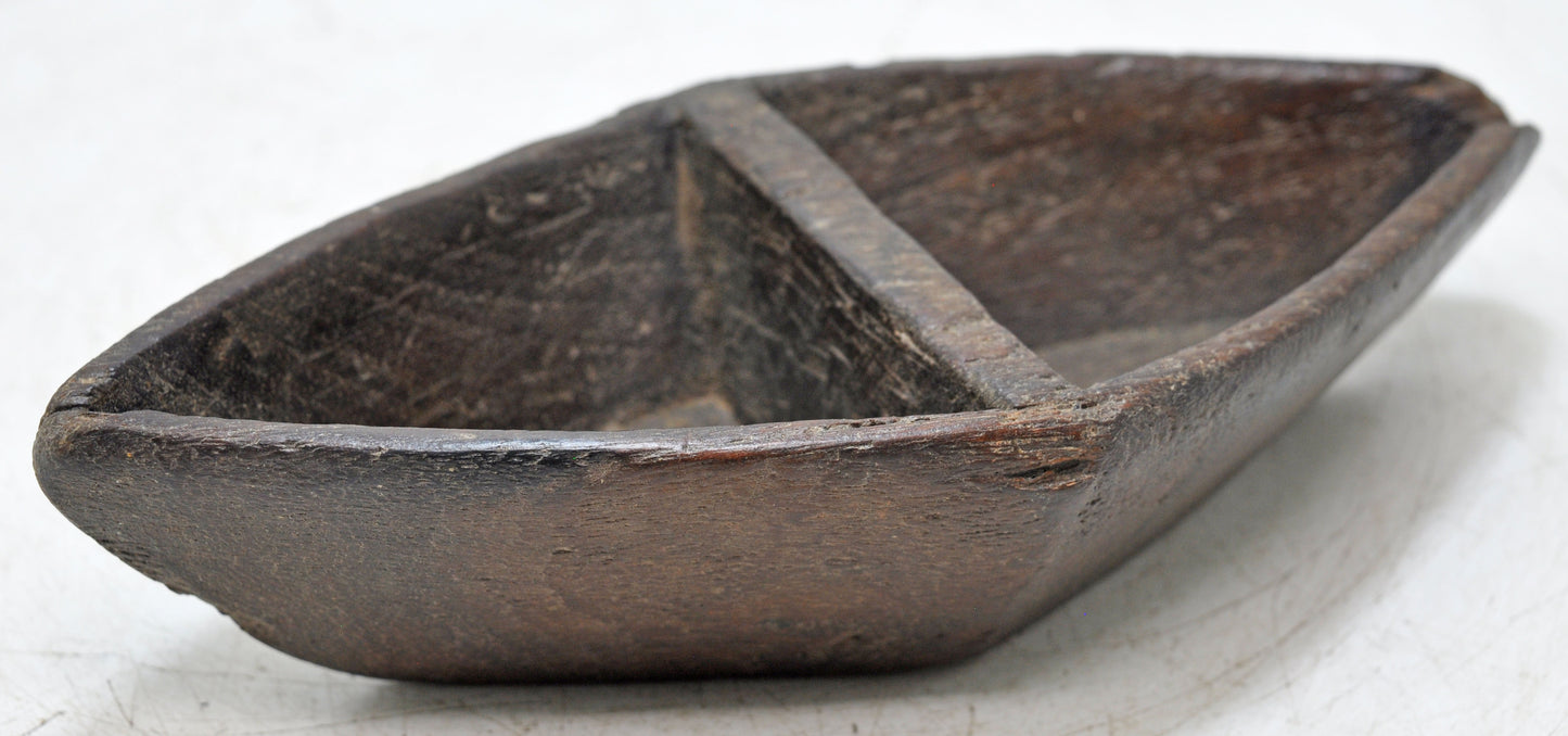 Antique Wooden Kitchenware Salt Spice Bowl Original Old Hand Carved
