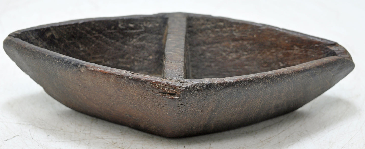 Antique Wooden Kitchenware Salt Spice Bowl Original Old Hand Carved