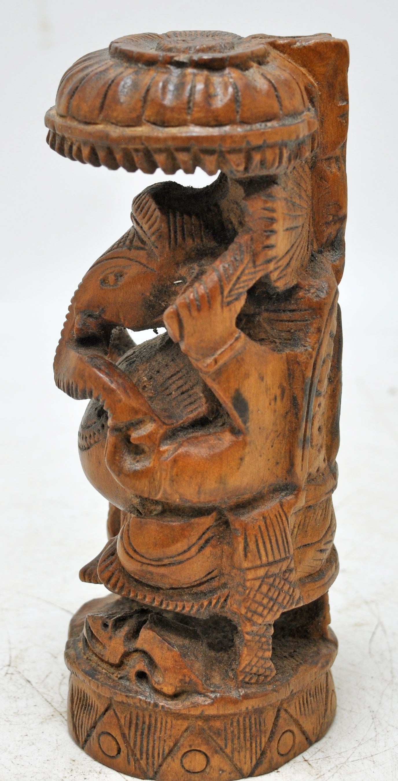 Antique Wooden God Ganesha Idol Figurine Original Old Very Fine Hand Carved