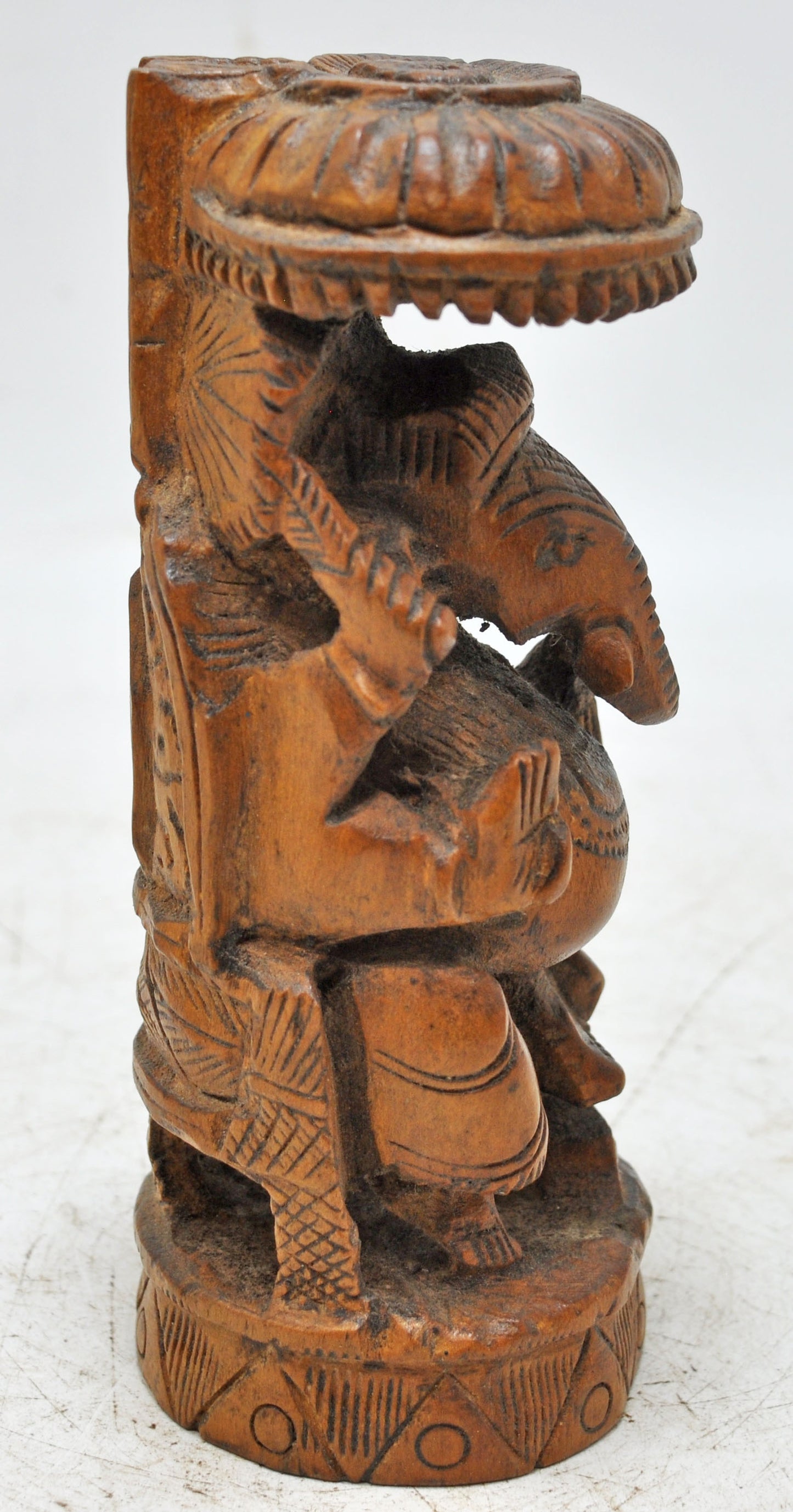 Antique Wooden God Ganesha Idol Figurine Original Old Very Fine Hand Carved
