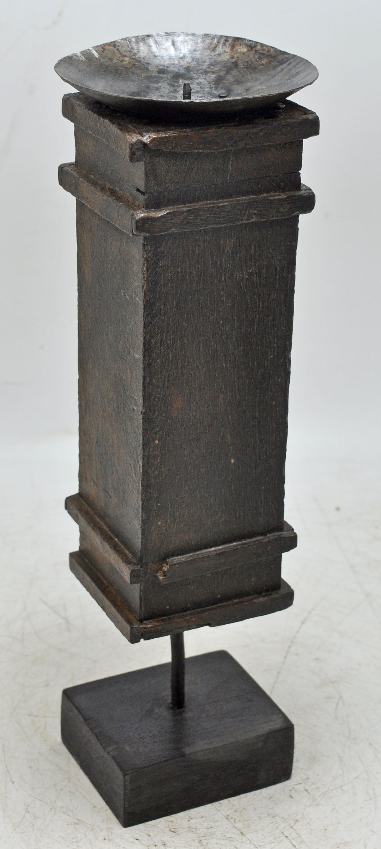 Antique Wooden Candle Holder Stand Original Old Hand Carved