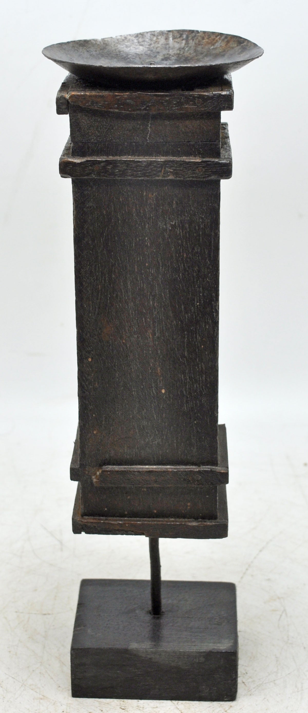 Antique Wooden Candle Holder Stand Original Old Hand Carved