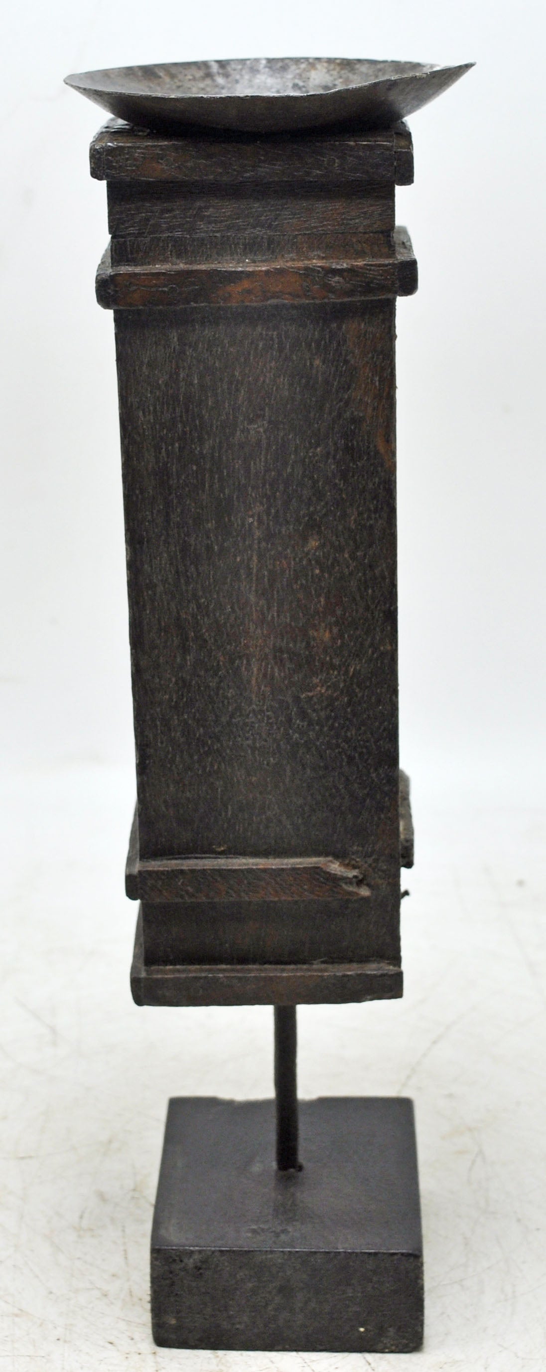 Antique Wooden Candle Holder Stand Original Old Hand Carved