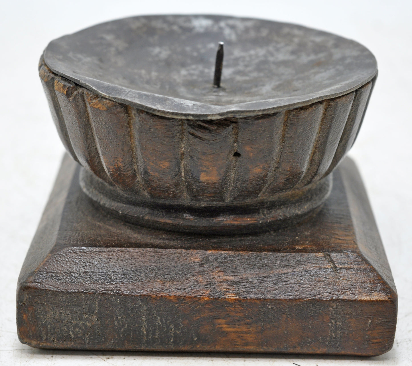 Antique Wooden Candle Holder Stand Original Old Hand Carved