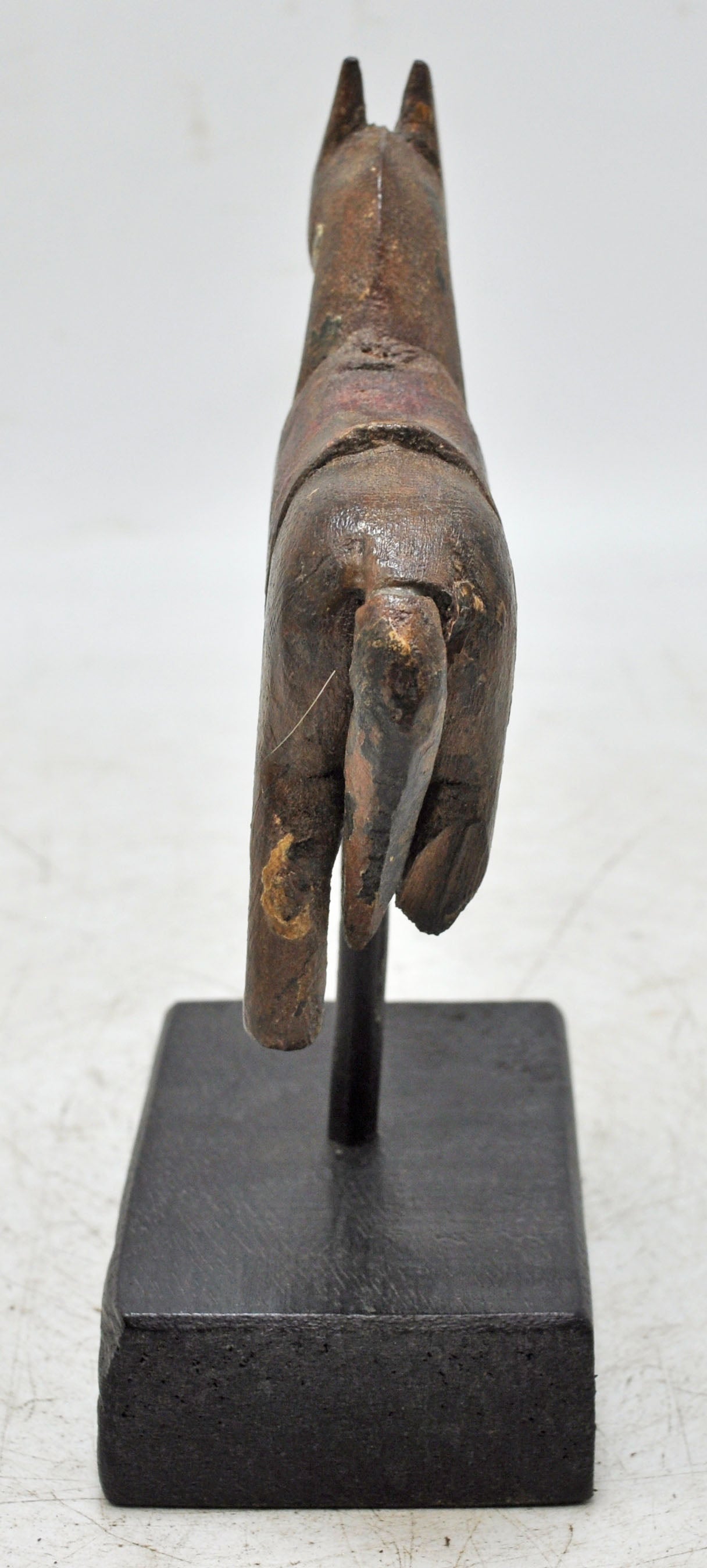 Vintage Wooden Small Horse Figurine On Stand Original Old Hand Carved