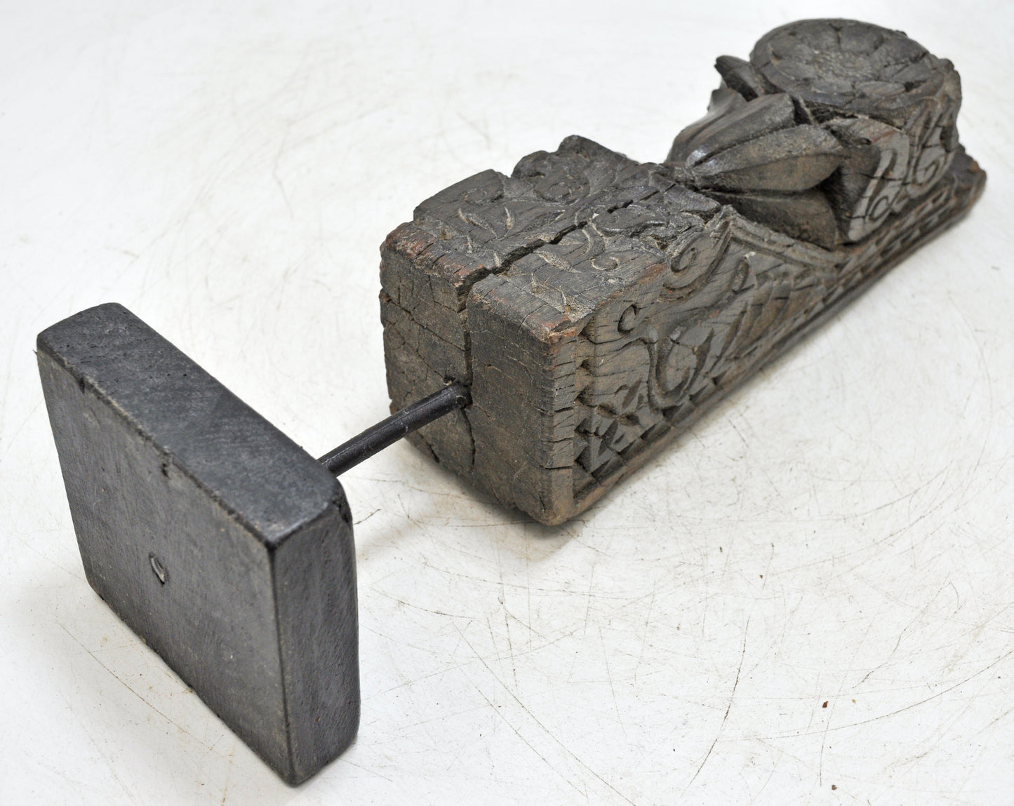 Antique Wooden Bracket Carving on Stand Original Old Fine Hand Carved