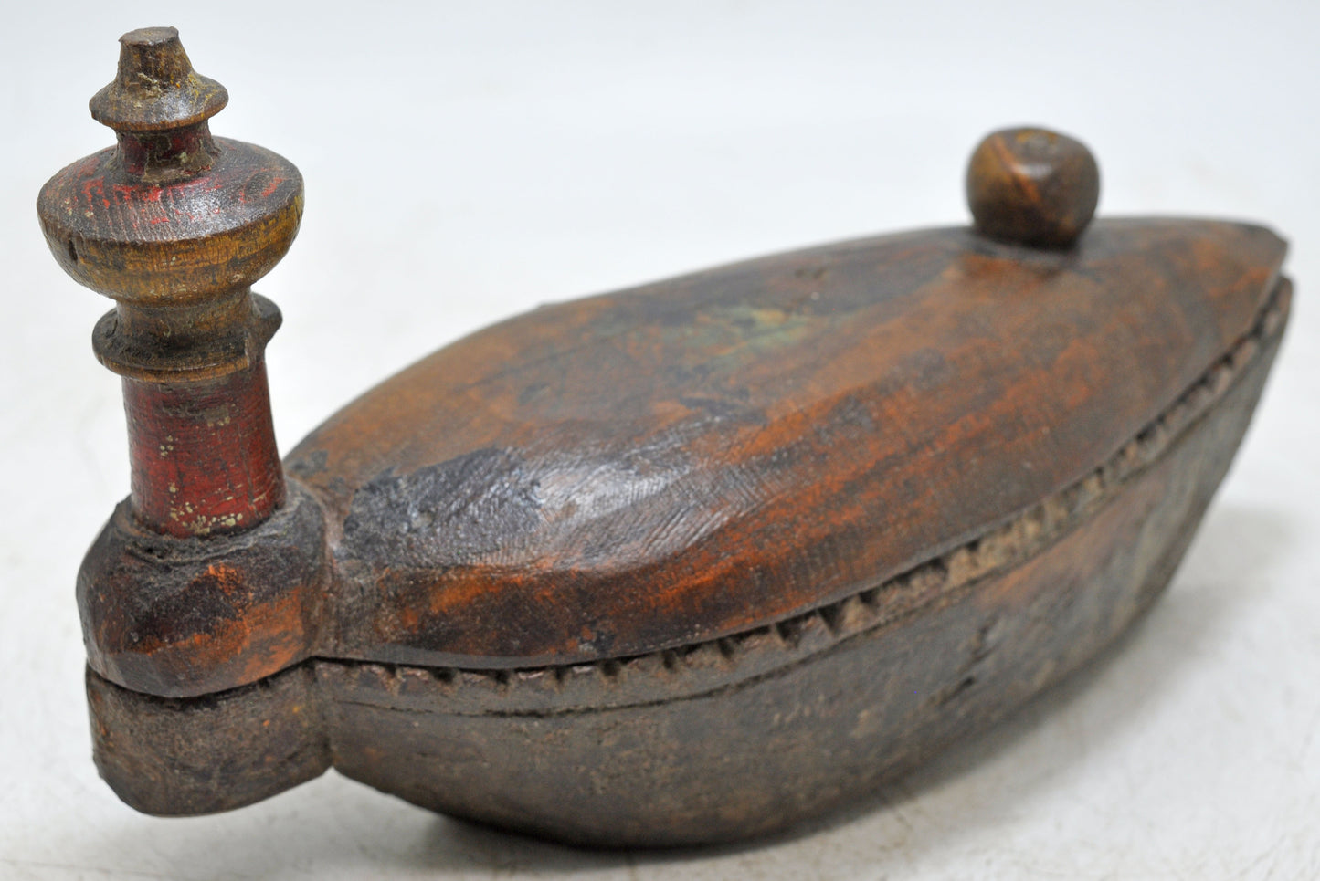 Antique Wooden Kitchenware Spice Box Original Old Hand Carved