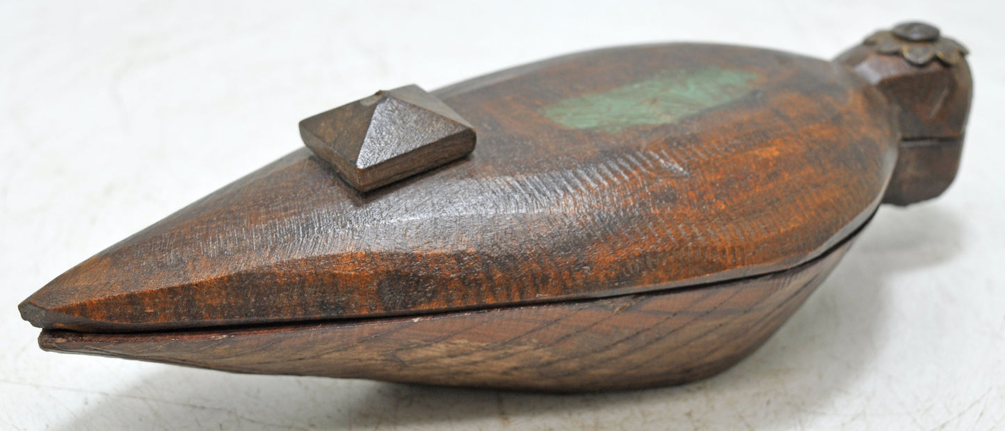 Antique Wooden Kitchenware Spice Box Original Old Hand Carved