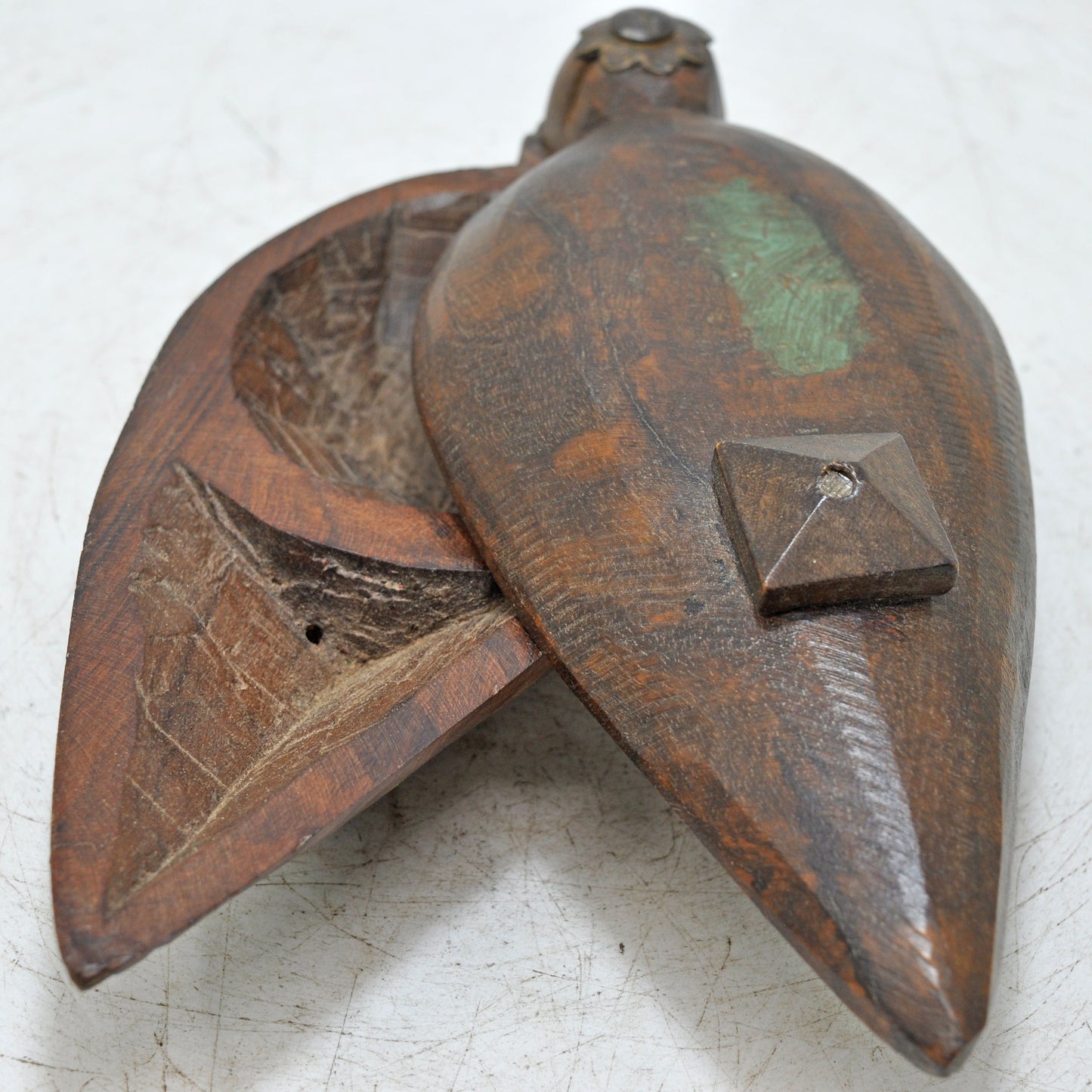 Antique Wooden Kitchenware Spice Box Original Old Hand Carved