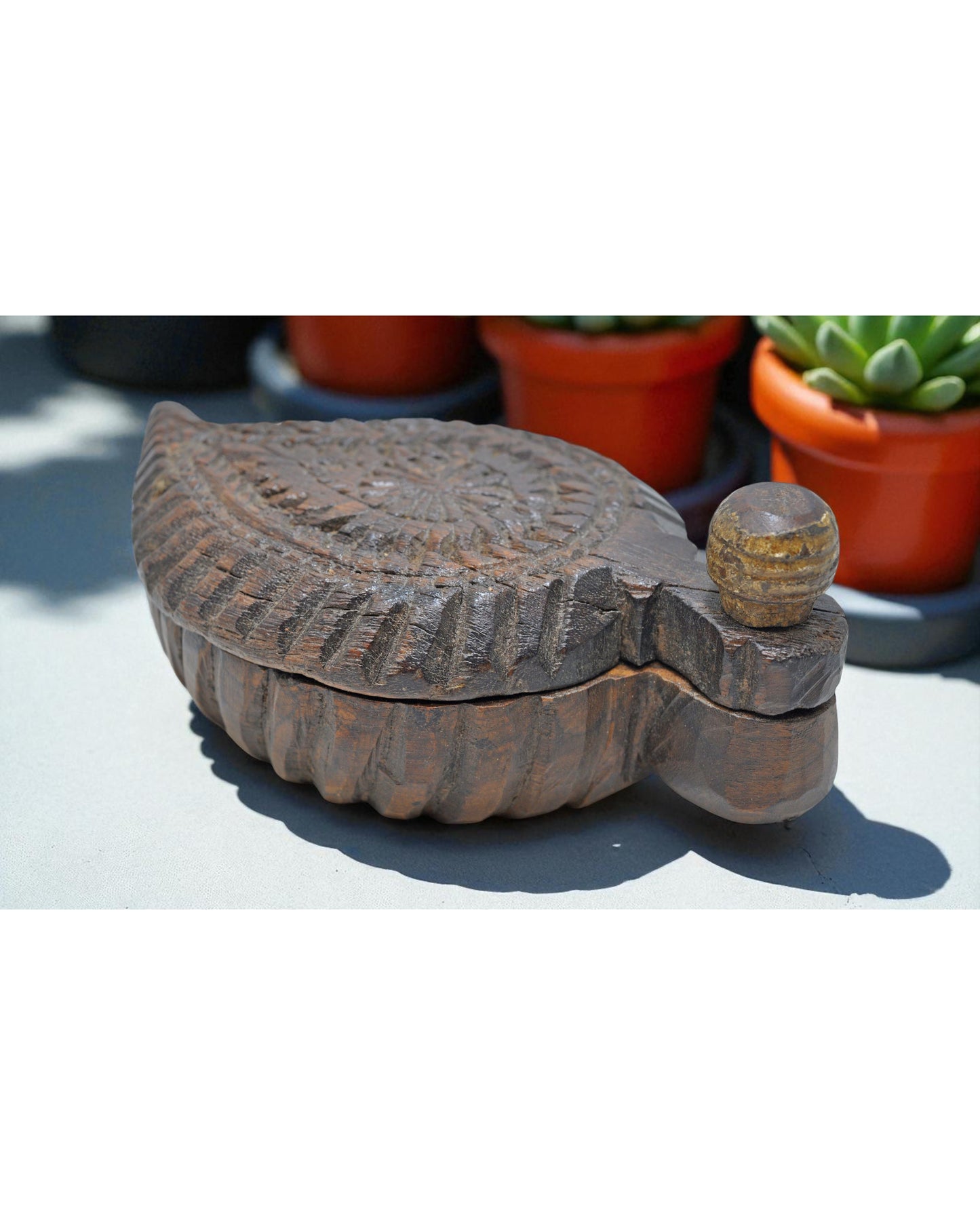 Antique Wooden Kitchenware Spice Box Original Old Hand Carved