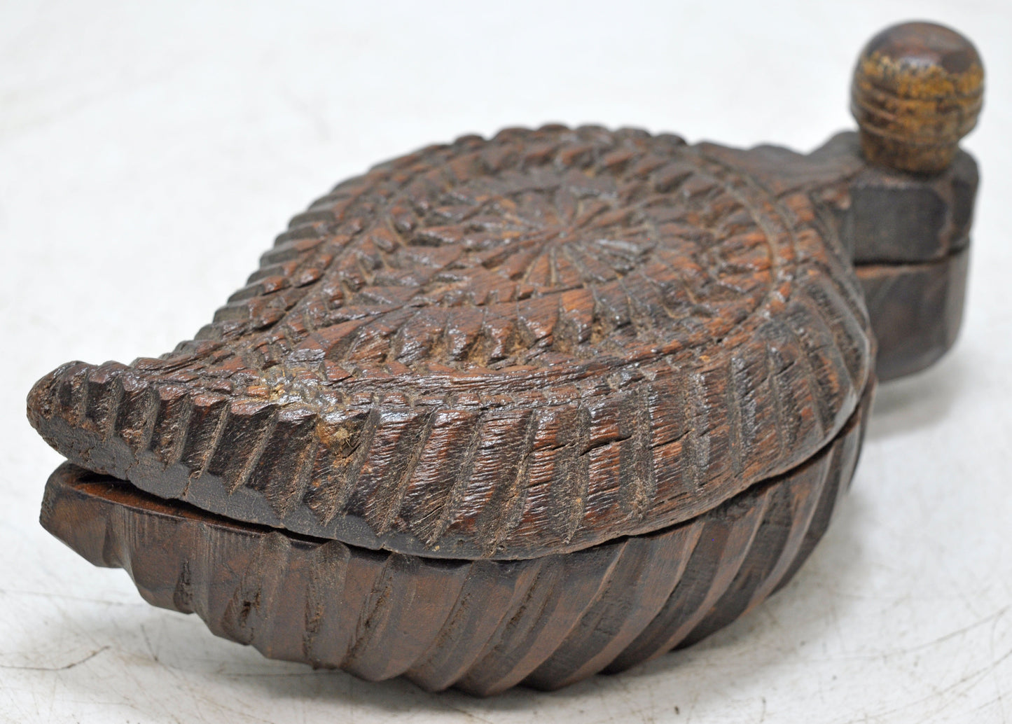 Antique Wooden Kitchenware Spice Box Original Old Hand Carved