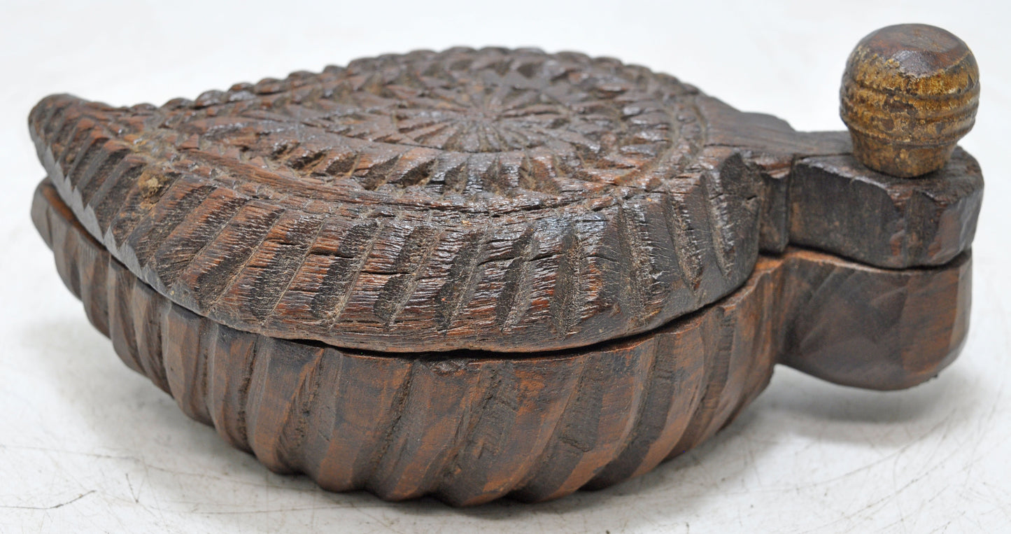 Antique Wooden Kitchenware Spice Box Original Old Hand Carved