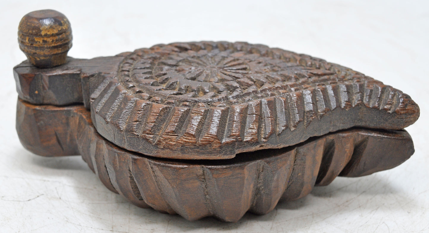 Antique Wooden Kitchenware Spice Box Original Old Hand Carved