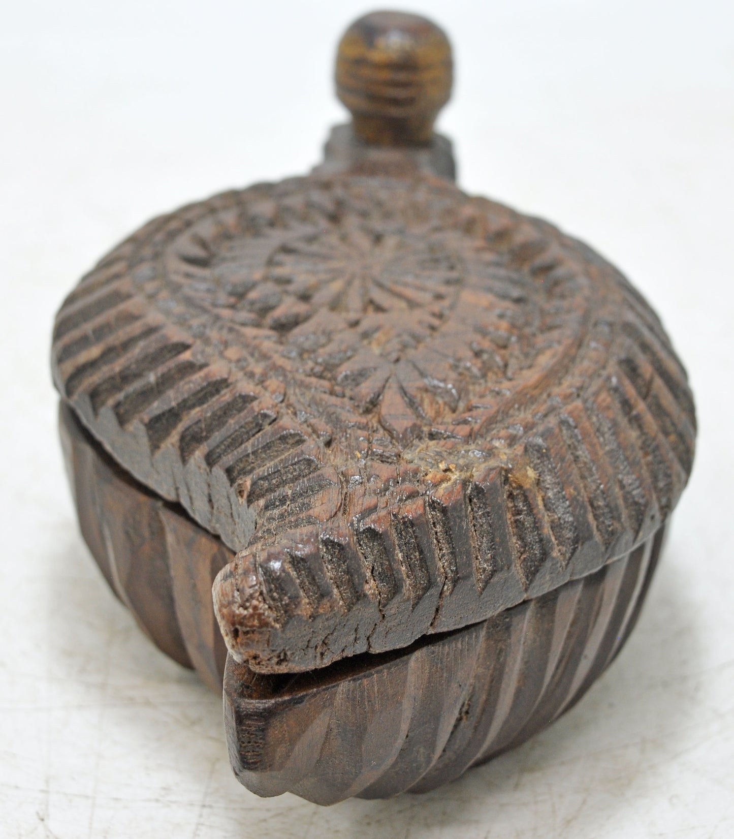 Antique Wooden Kitchenware Spice Box Original Old Hand Carved