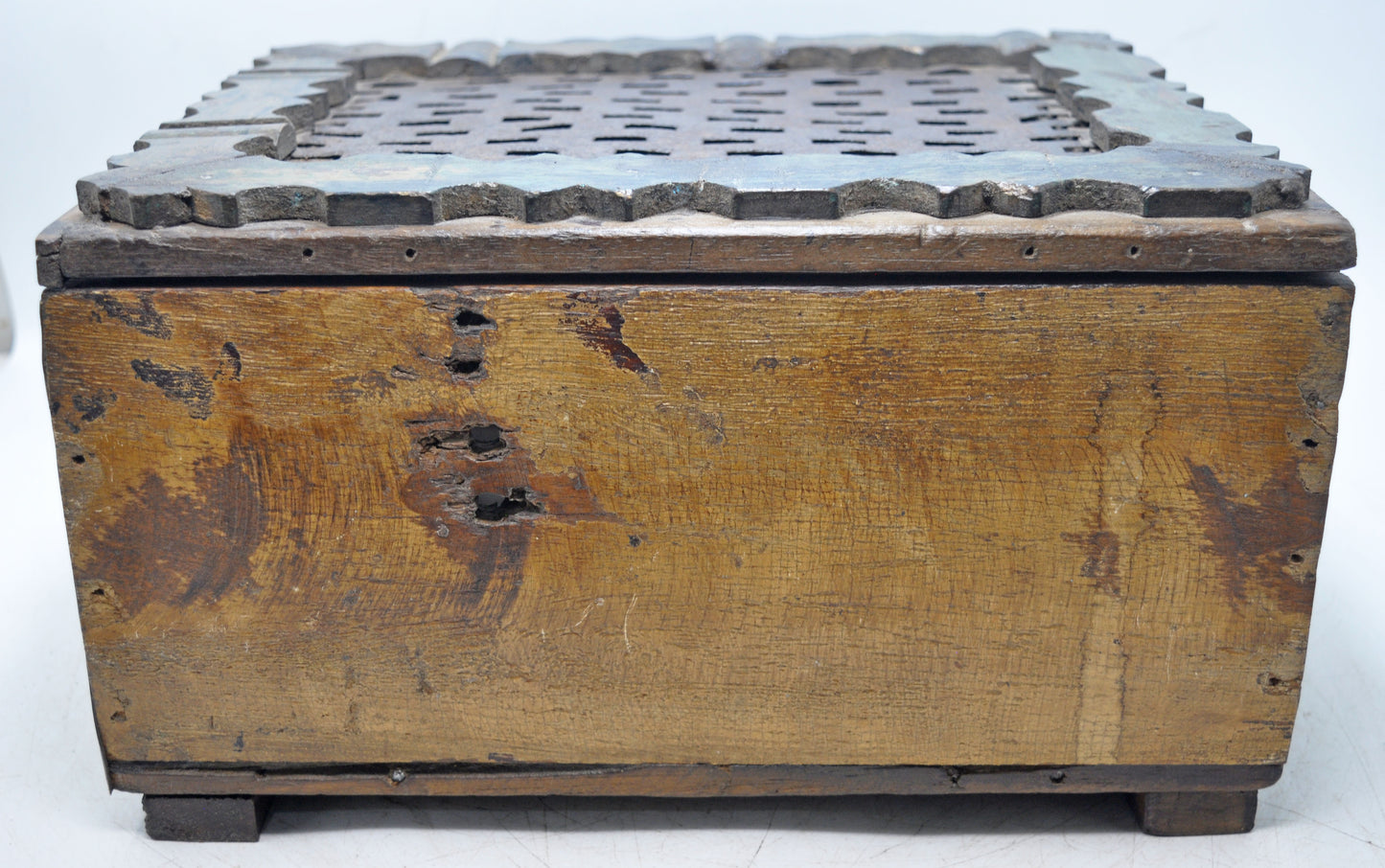 Antique Wooden Storage Chest Box Original Old Hand Crafted Brass Fitted