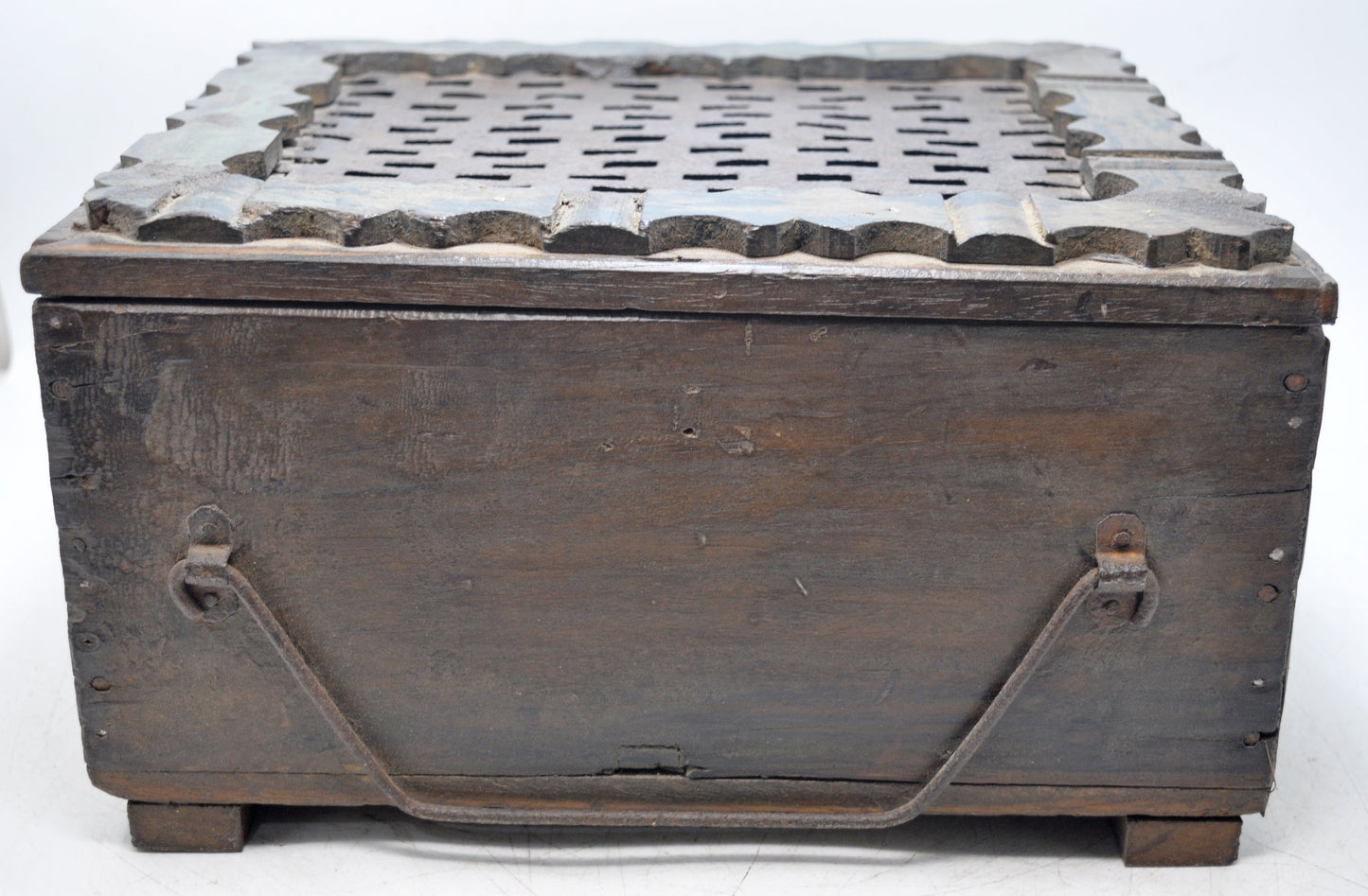 Antique Wooden Storage Chest Box Original Old Hand Crafted Brass Fitted