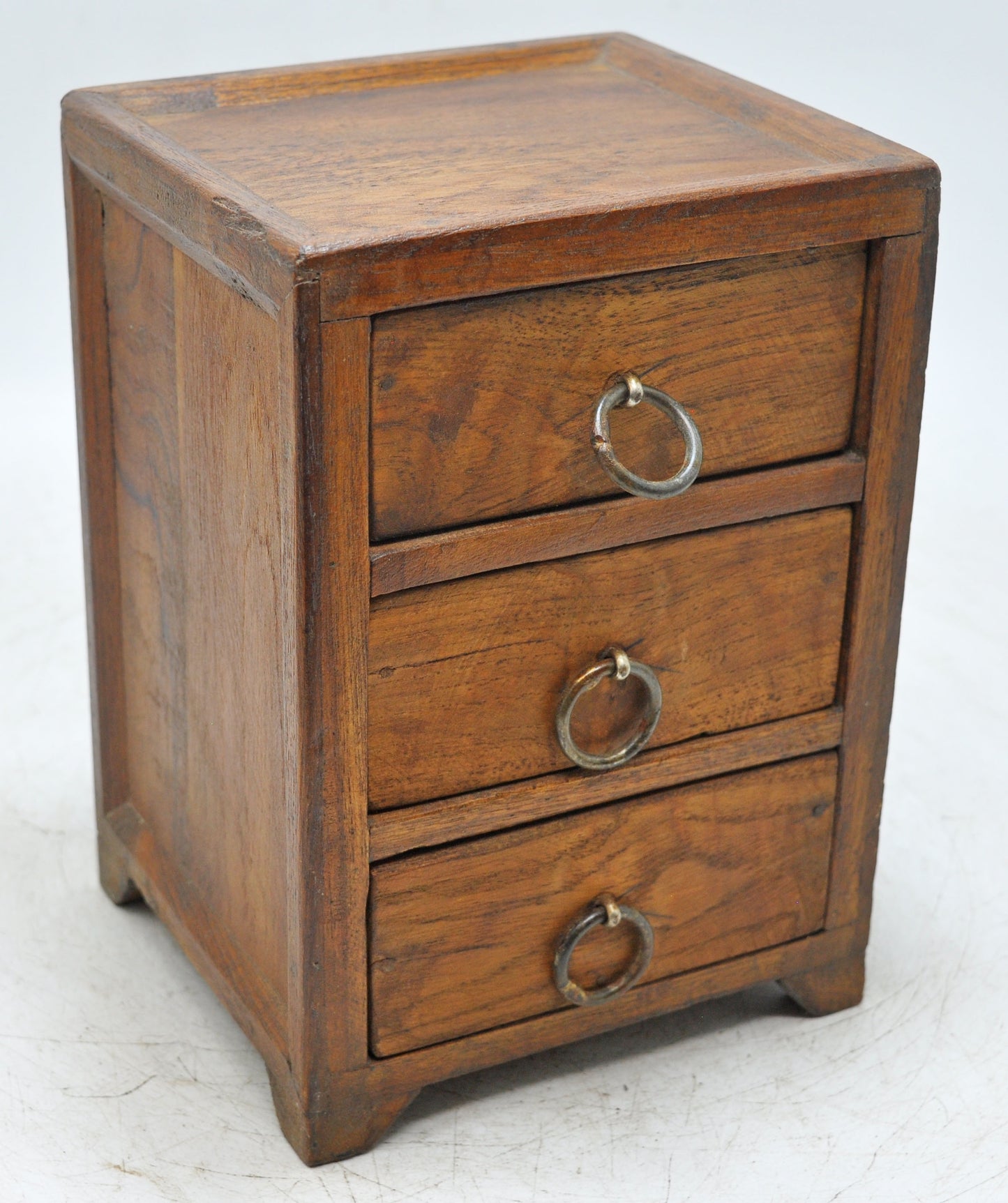 Vintage Wooden Small 3 Drawers Storage Box Original Old Hand Crafted