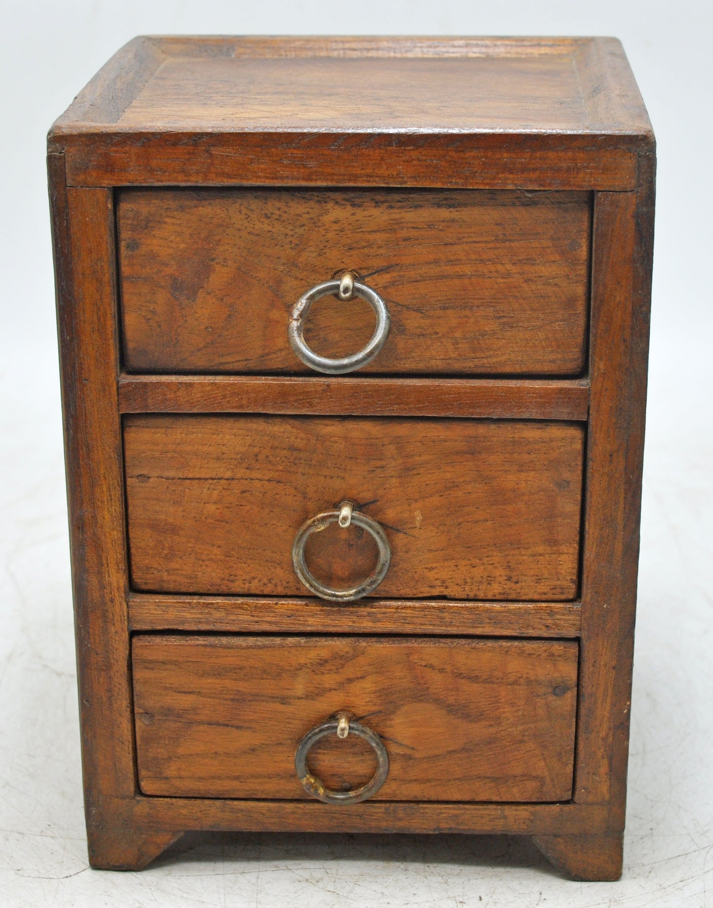 Vintage Wooden Small 3 Drawers Storage Box Original Old Hand Crafted