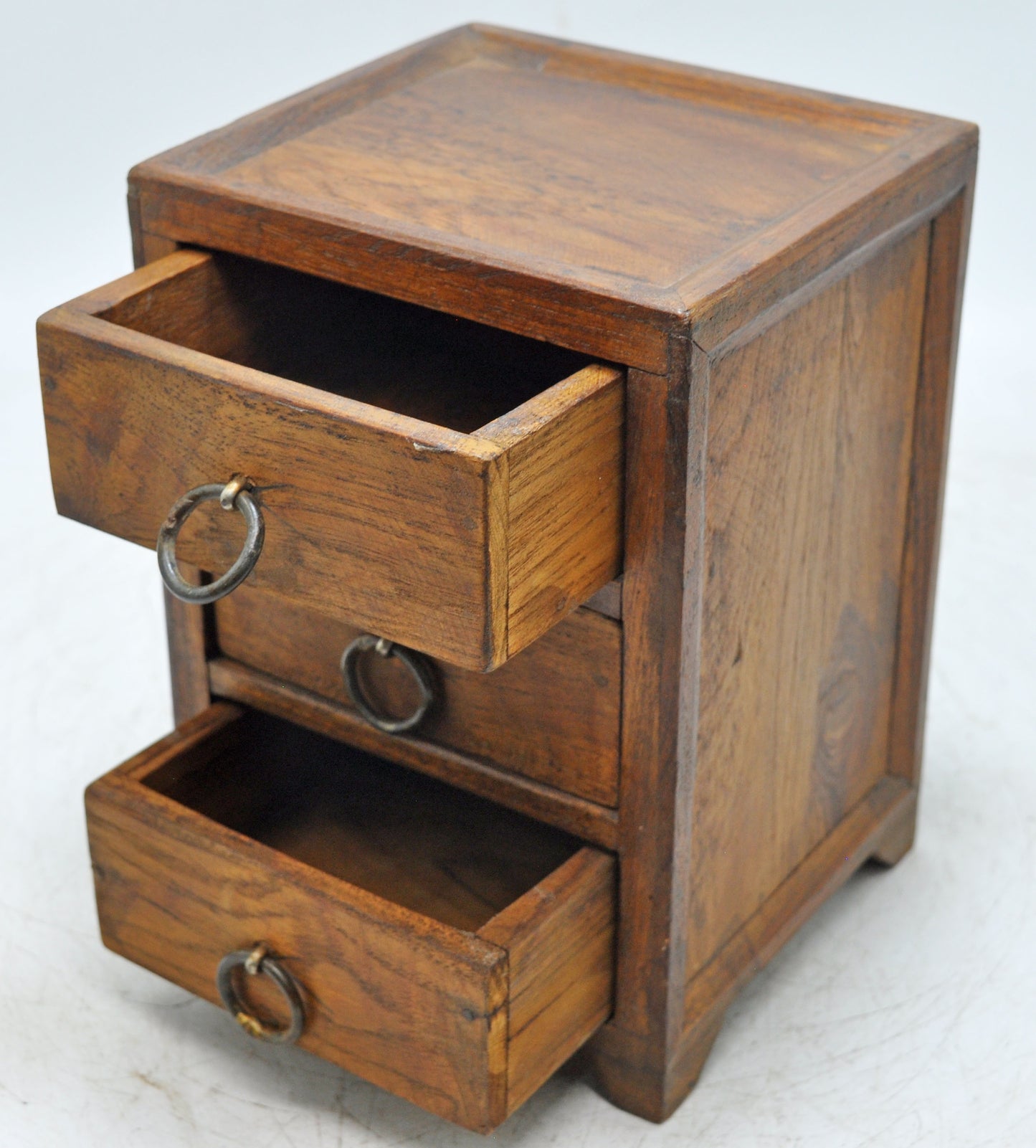 Vintage Wooden Small 3 Drawers Storage Box Original Old Hand Crafted