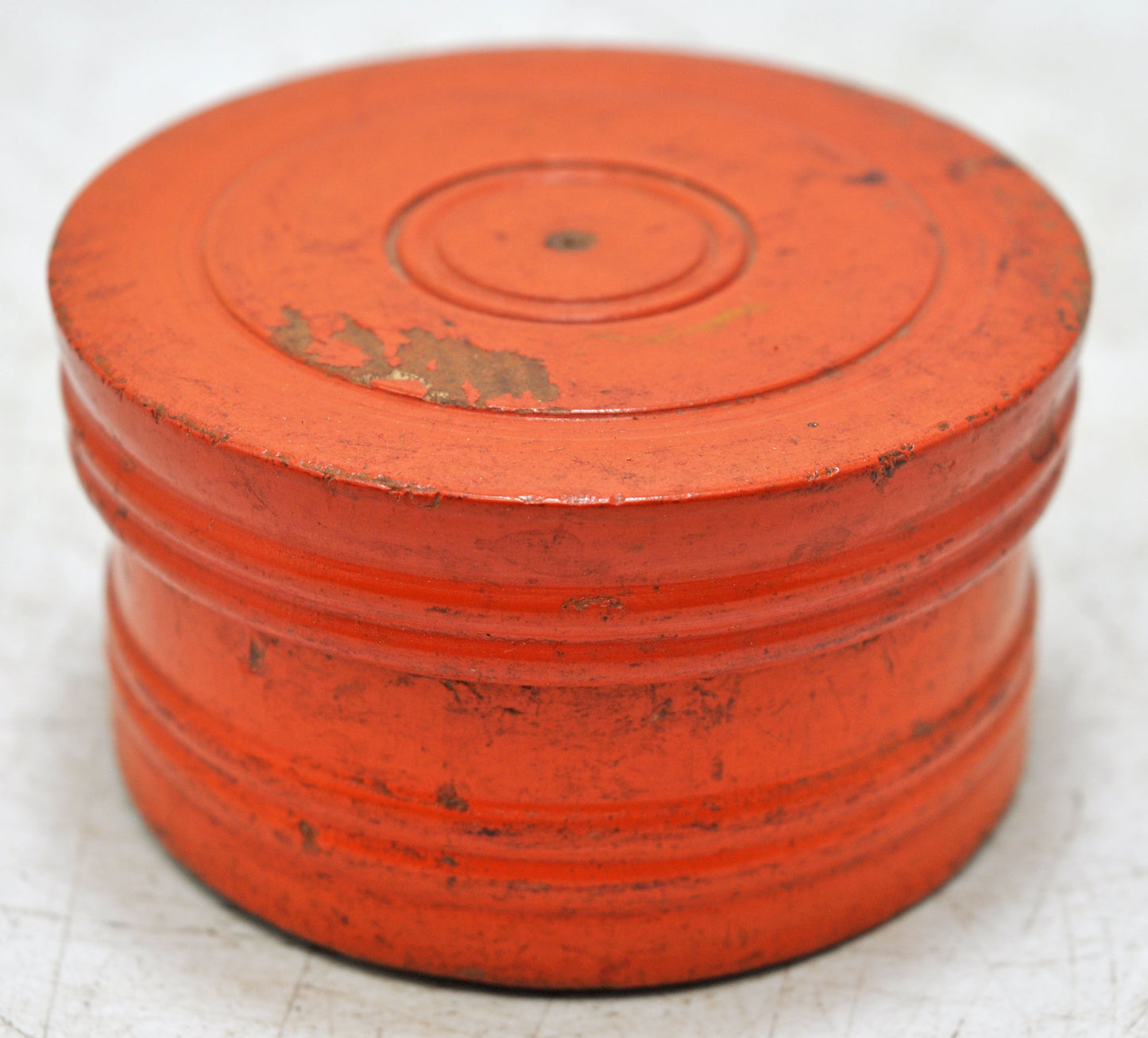 Antique Wooden Kum Kum Powder Tika Box Original Old Carved Lacquer Painted