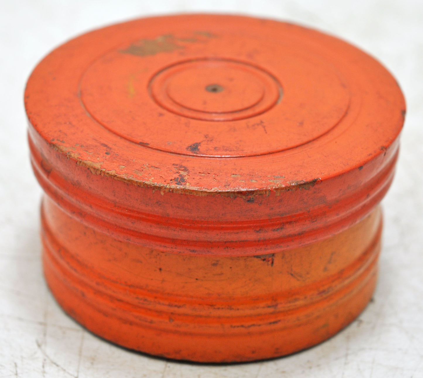 Antique Wooden Kum Kum Powder Tika Box Original Old Carved Lacquer Painted