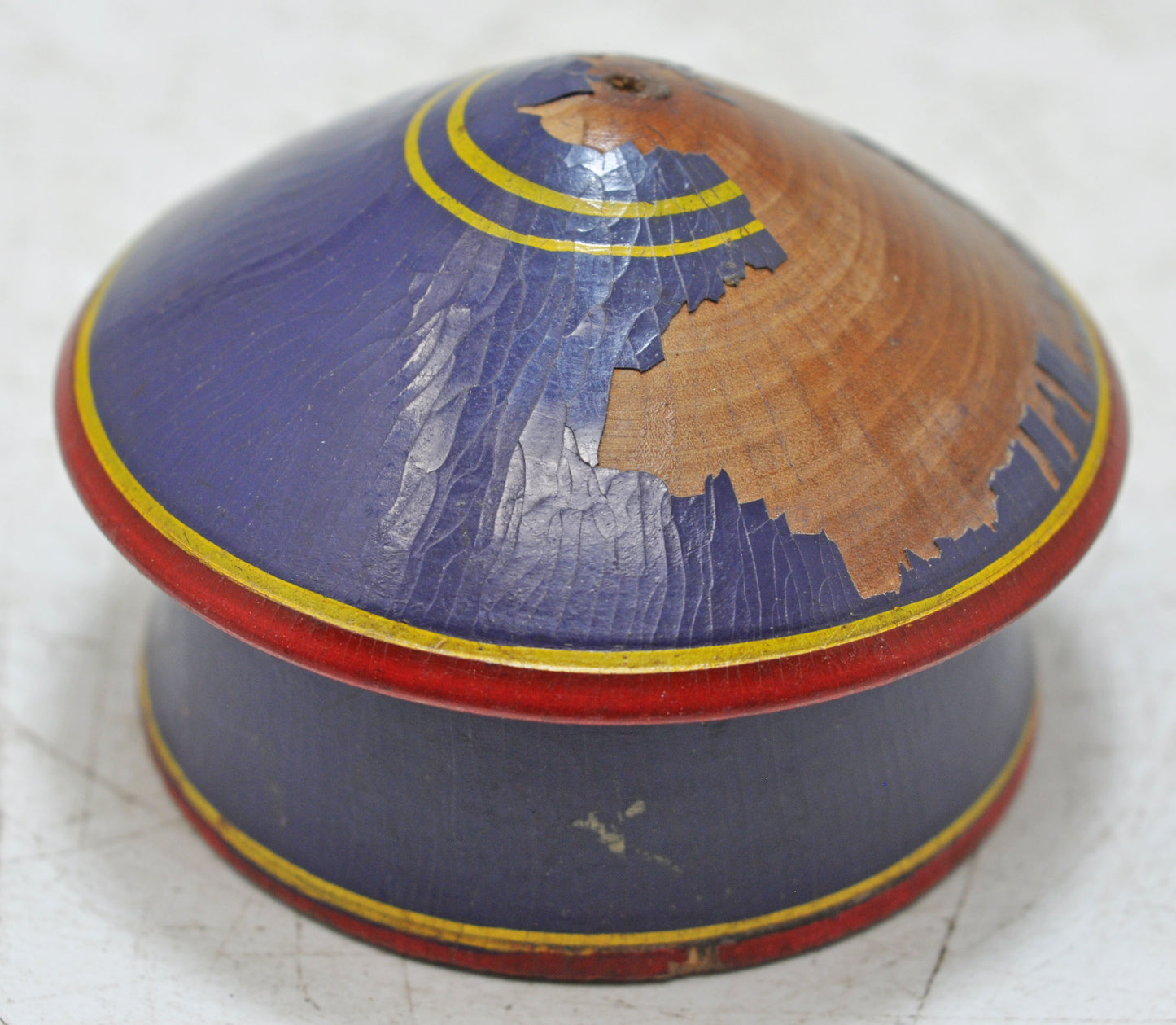 Antique Wooden Kum Kum Powder Tika Box Original Old Carved Lacquer Painted