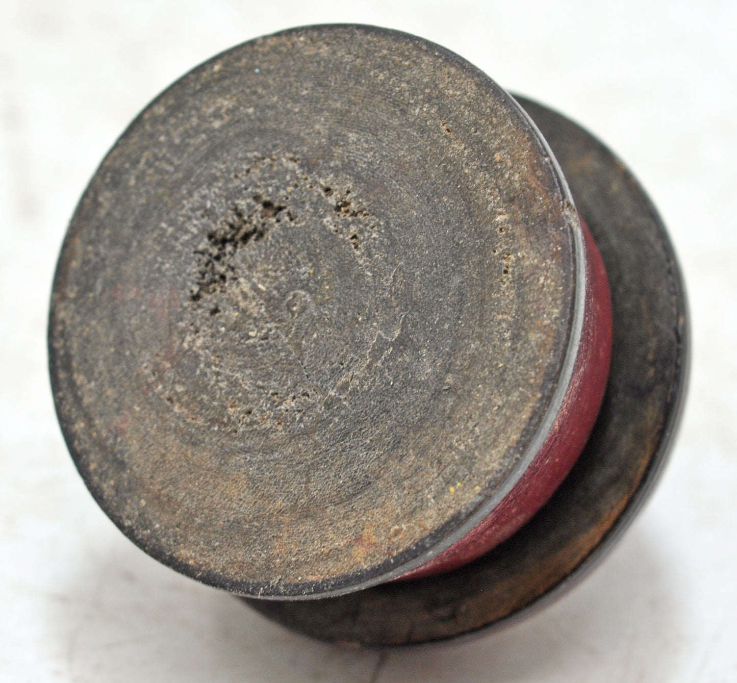 Antique Wooden Kum Kum Powder Tika Box Original Old Carved Lacquer Painted