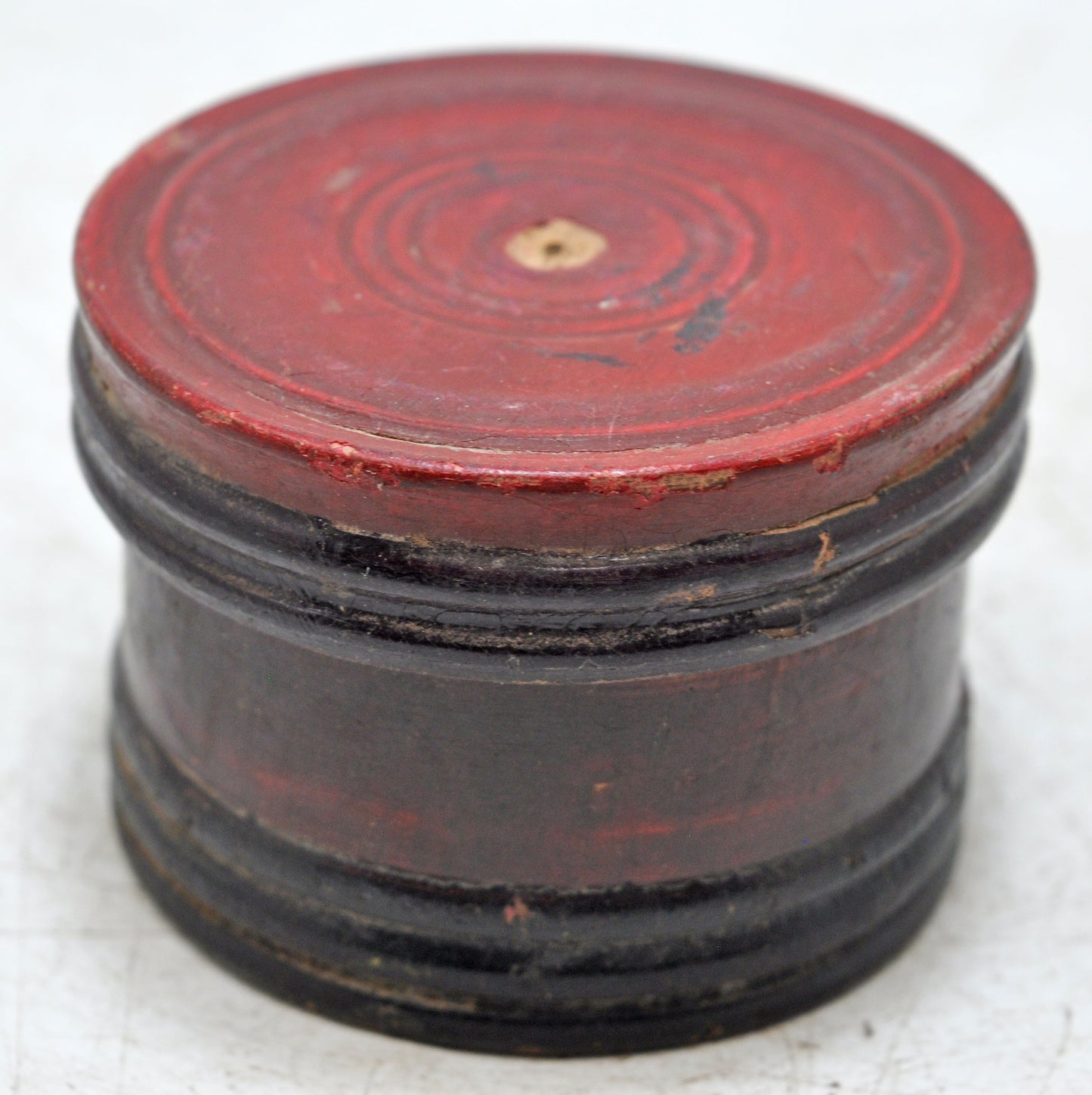 Antique Wooden Kum Kum Powder Tika Box Original Old Carved Lacquer Painted