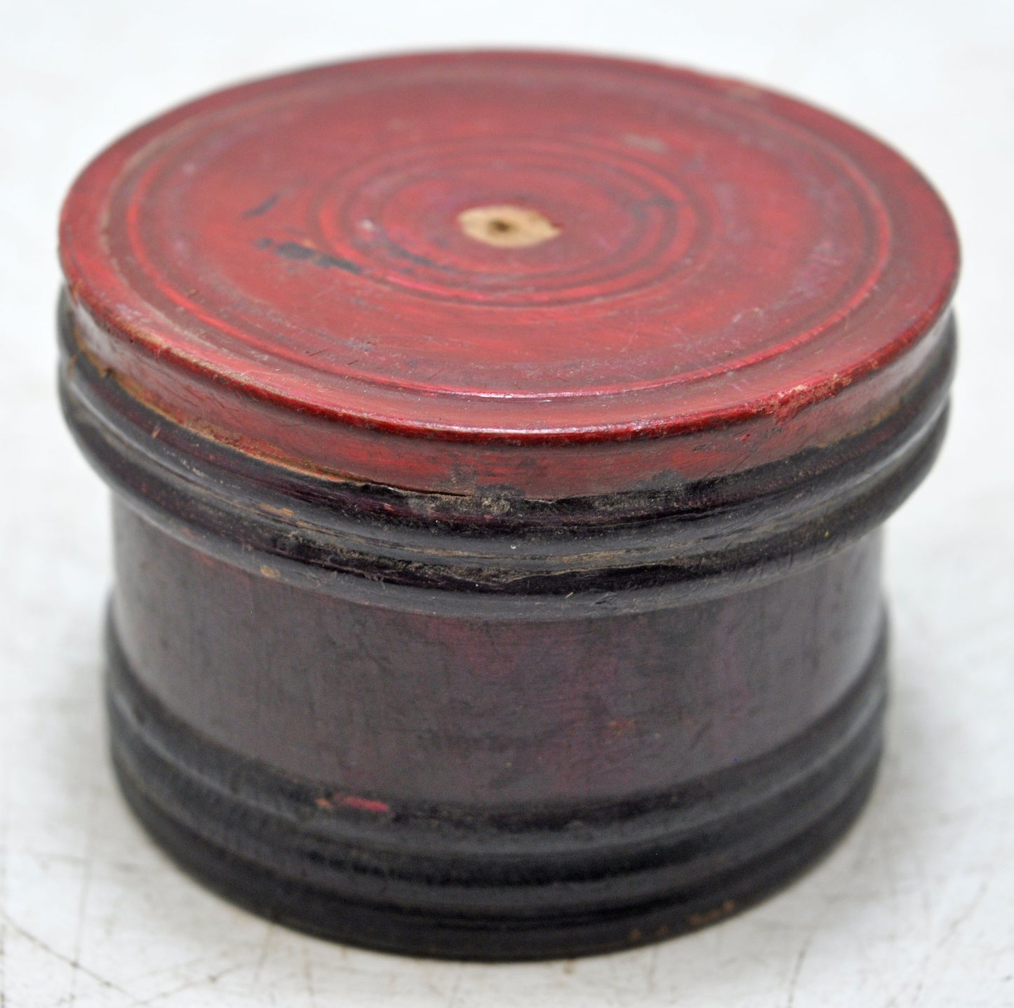 Antique Wooden Kum Kum Powder Tika Box Original Old Carved Lacquer Painted