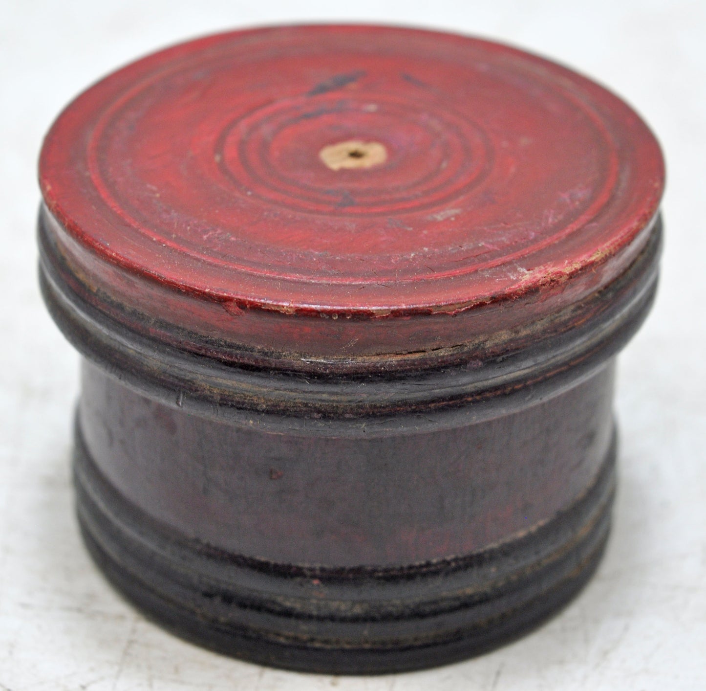 Antique Wooden Kum Kum Powder Tika Box Original Old Carved Lacquer Painted