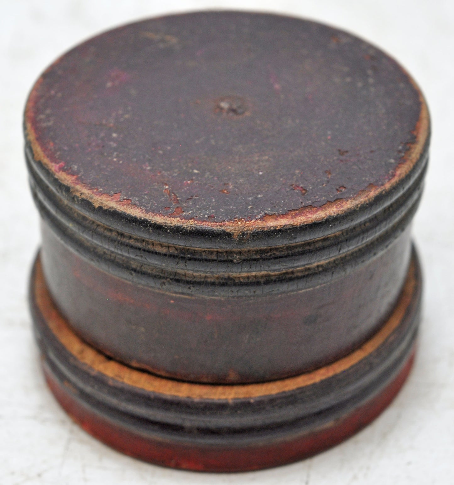 Antique Wooden Kum Kum Powder Tika Box Original Old Carved Lacquer Painted