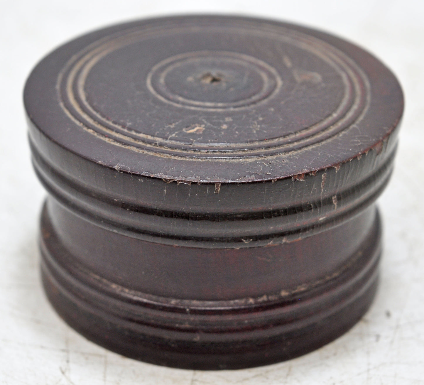Antique Wooden Kum Kum Powder Tika Box Original Old Carved Lacquer Painted